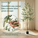 Olive Tree, 6FT Tall Faux Olive Tree with Moss and Planter, Olive Trees Artificial Indoor with Realistic Wood Trunk and Lifelike Fruits, Olive Fake Tree for Home Office Living Room Decor