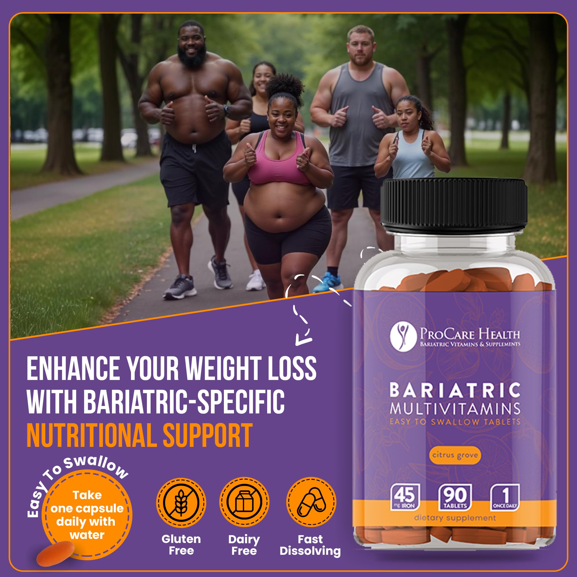 ProCare Health Easy-45 Bariatric Multivitamin | Citrus Grove Tablets | 90ct — Amazon image 5