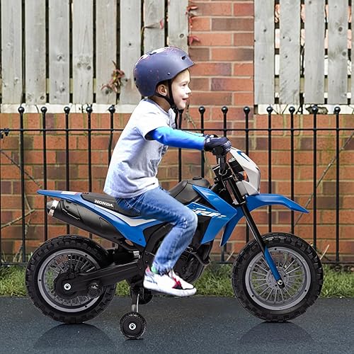 Miniatura 6 de LIZHOUMIL Motocicleta eléctrica recargable de 6 V con licencia Honda con batería recargable, ruedas de entrenamiento, faro, sonidos del motor,