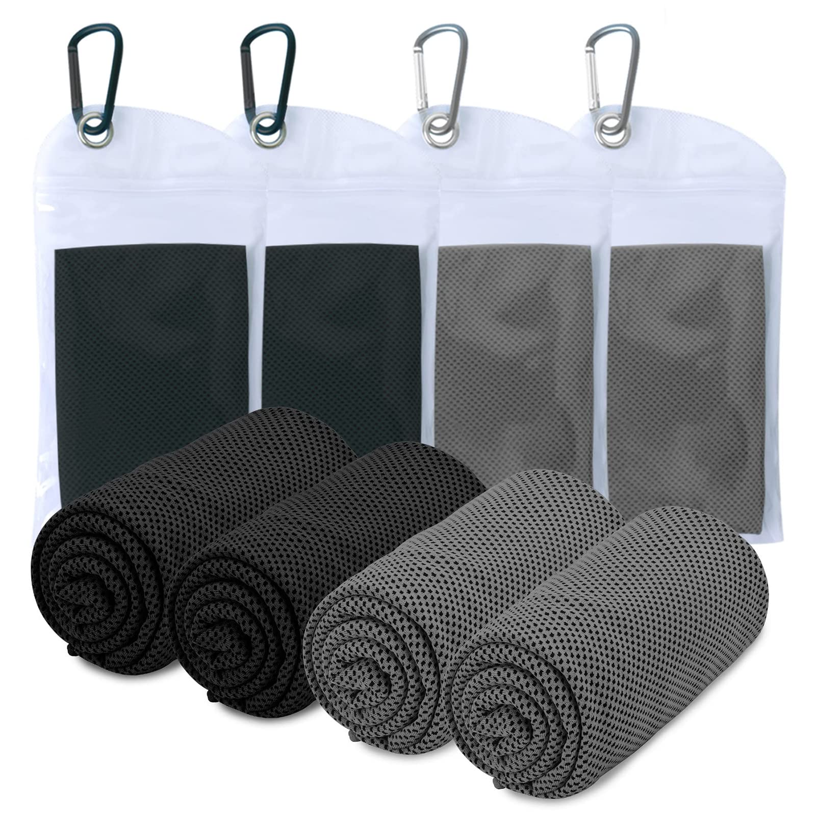 YROHGKPN 4Pcs Sports Cooling Towel, Relief Ice Cold Cooling Towel Breathable Sweat Absorbent Cloth for Yoga Fitness