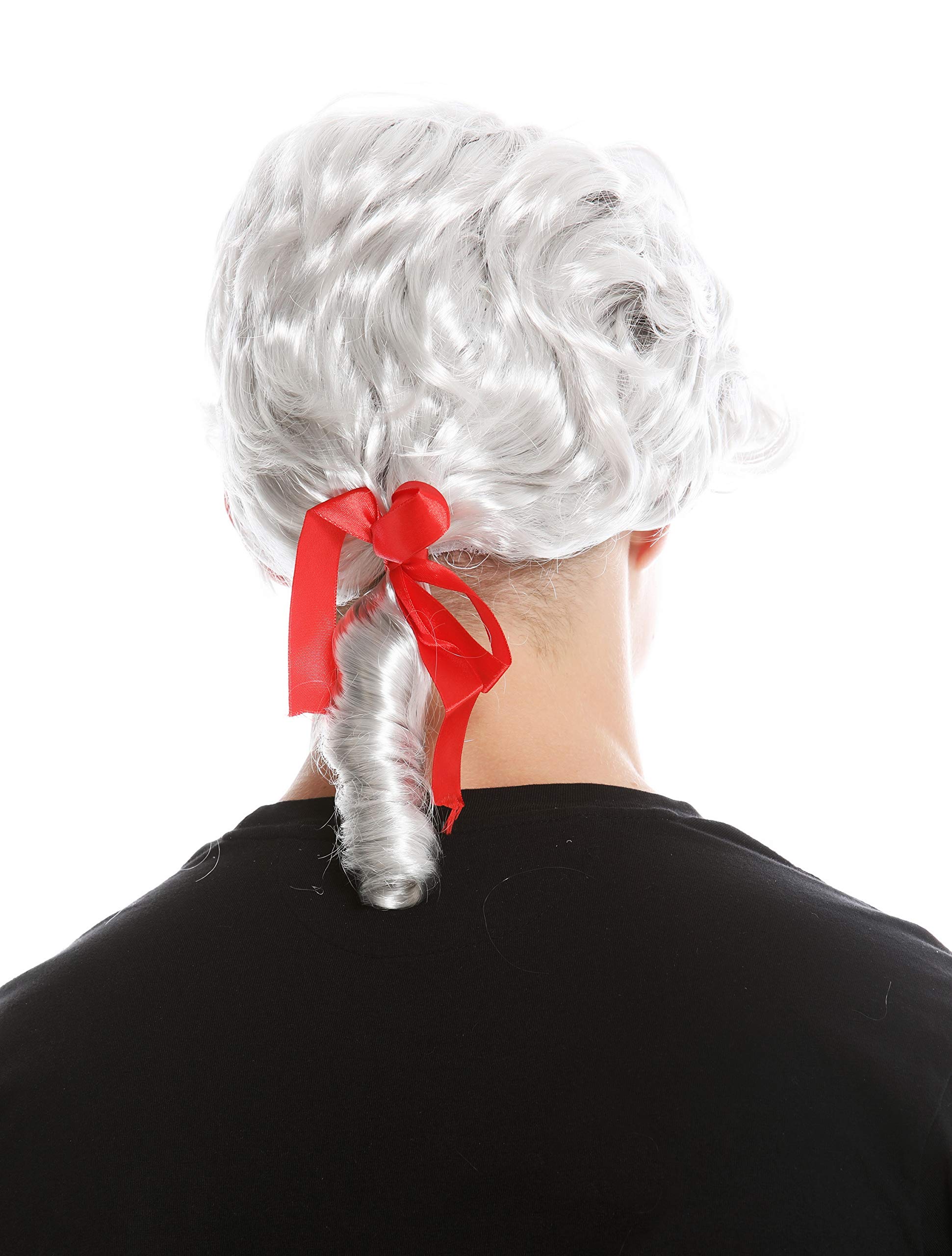 Parrucca Uomo Carnevale Casanova - Stile Barocco, Castano Scuro, Coda, Marca WIG ME UP - Foto 3