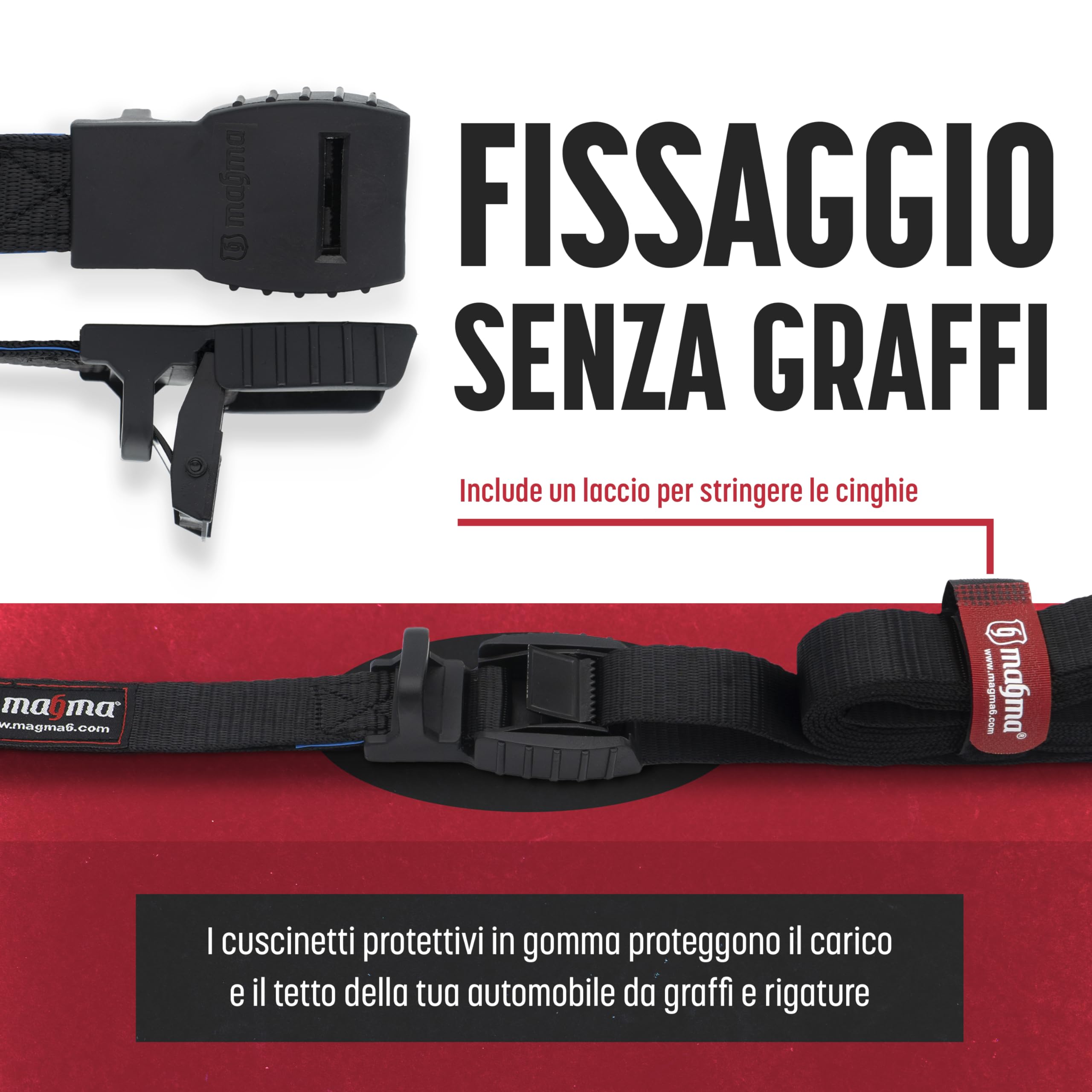 Cinghie Di Ancoraggio MAGMA 2,5 M - Per Barre Portapacchi, Portabici, Kayak, SWL 250 Kg - Foto 9