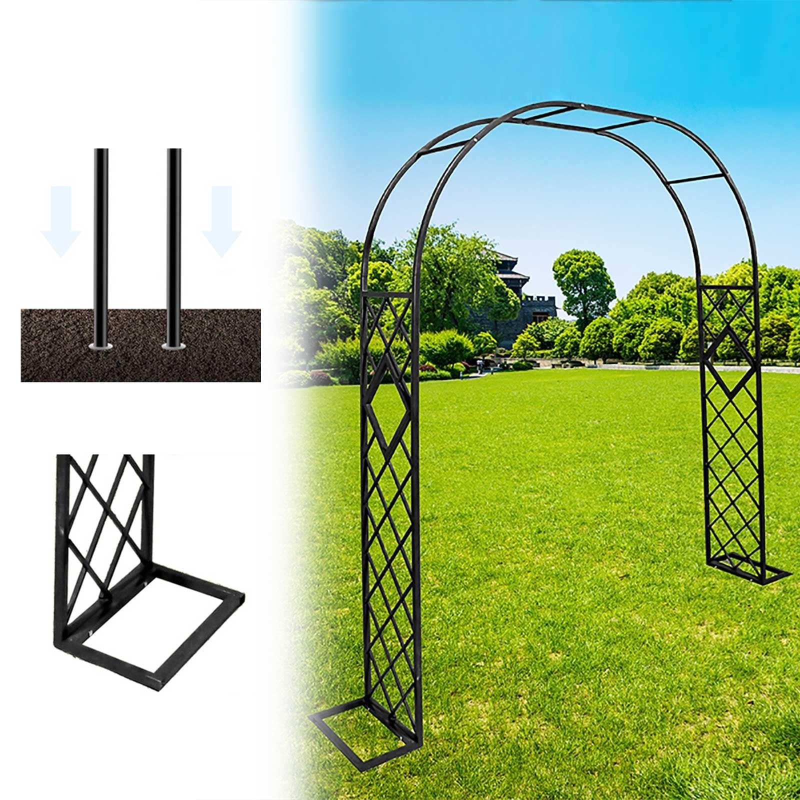 Arche de Jardin en Treillis avec Cadre en Acier pour Plantes grimpantes, pergola en métal de 1,4 m, 2 m, 2,2 m, 2,6 m, 3 m, 3,4 m, Arches à rosiers, décoration extérieure, Arche de Mariage (