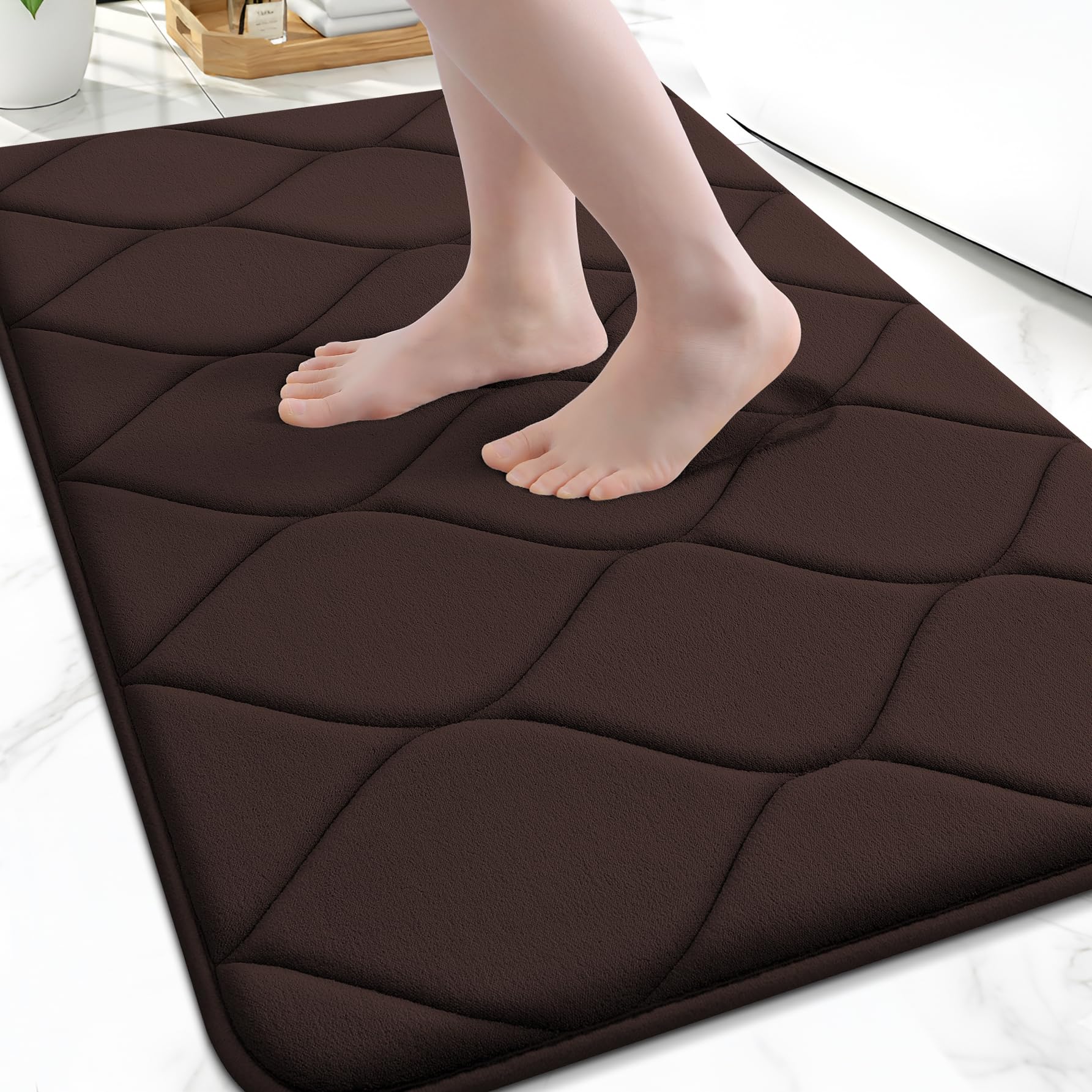 Smiry Memory Foam Bath Mat 47x32, Ultra Soft Absorbent Bathroom Rugs