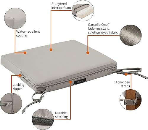 Miniatura 45 de Classic Accessories Ravenna - Cojín cuadrado para patio de 25 x 25 x 5 pulgadas, resistente al agua, con funda, para sillón de descanso, hongo