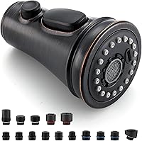 PerPaiMe Kitchen Faucet Spray Head Replacement with 15 Adapters, 3-Mode Pull-Down Sprayer, Oil-Rubbed Bronze - Easy Install