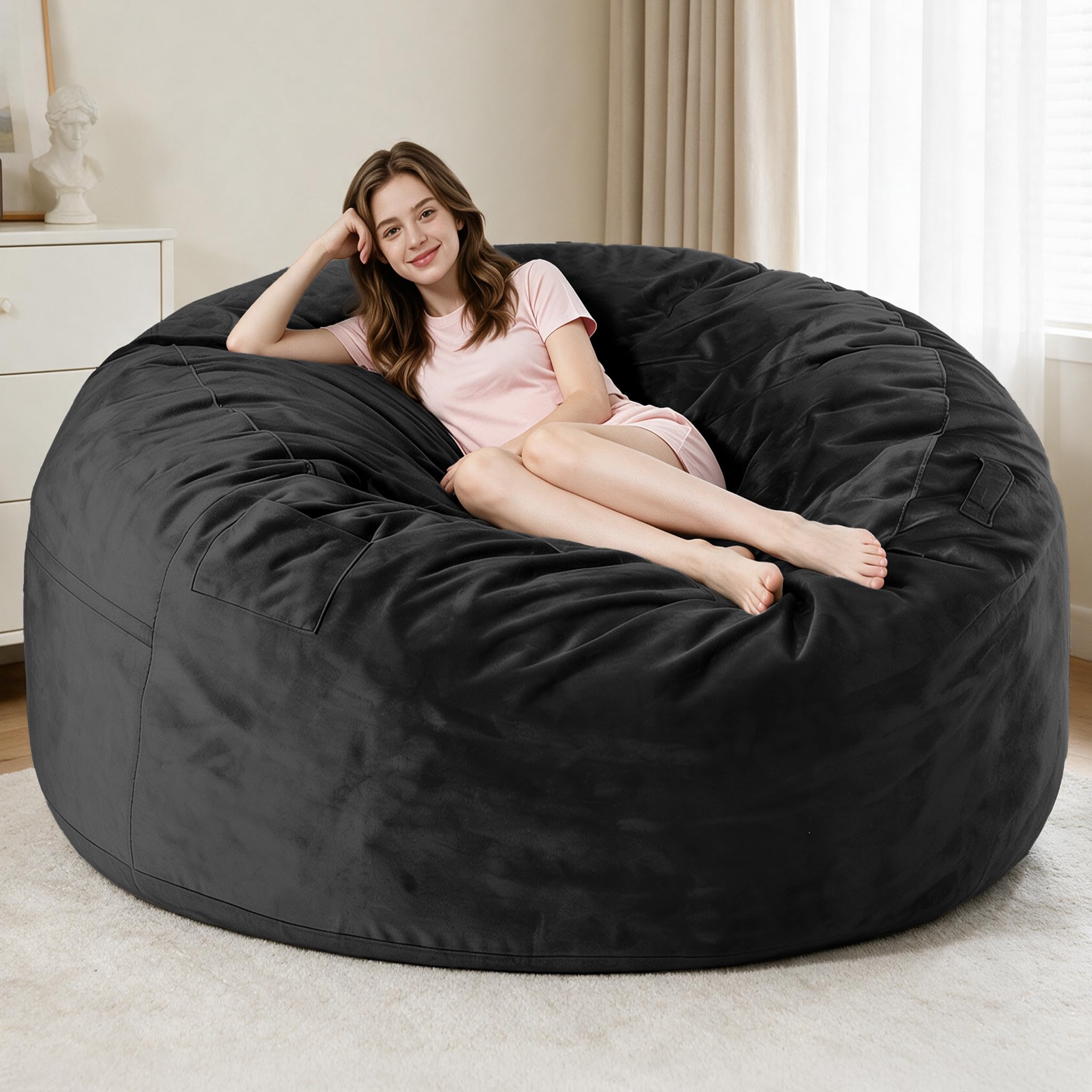 Photo 1 of Homguava 6FT Giant Bean Bag Chair - Black
