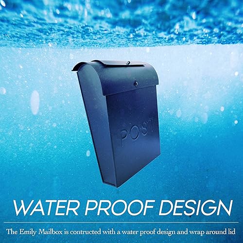 Miniatura 5 de NACH Buzón con bloqueo, 13.9 x 3.93 x 10.6 pulgadas, buzón negro con cerradura, soporte de pared para buzón colgante - El buzón con cerradura Emily