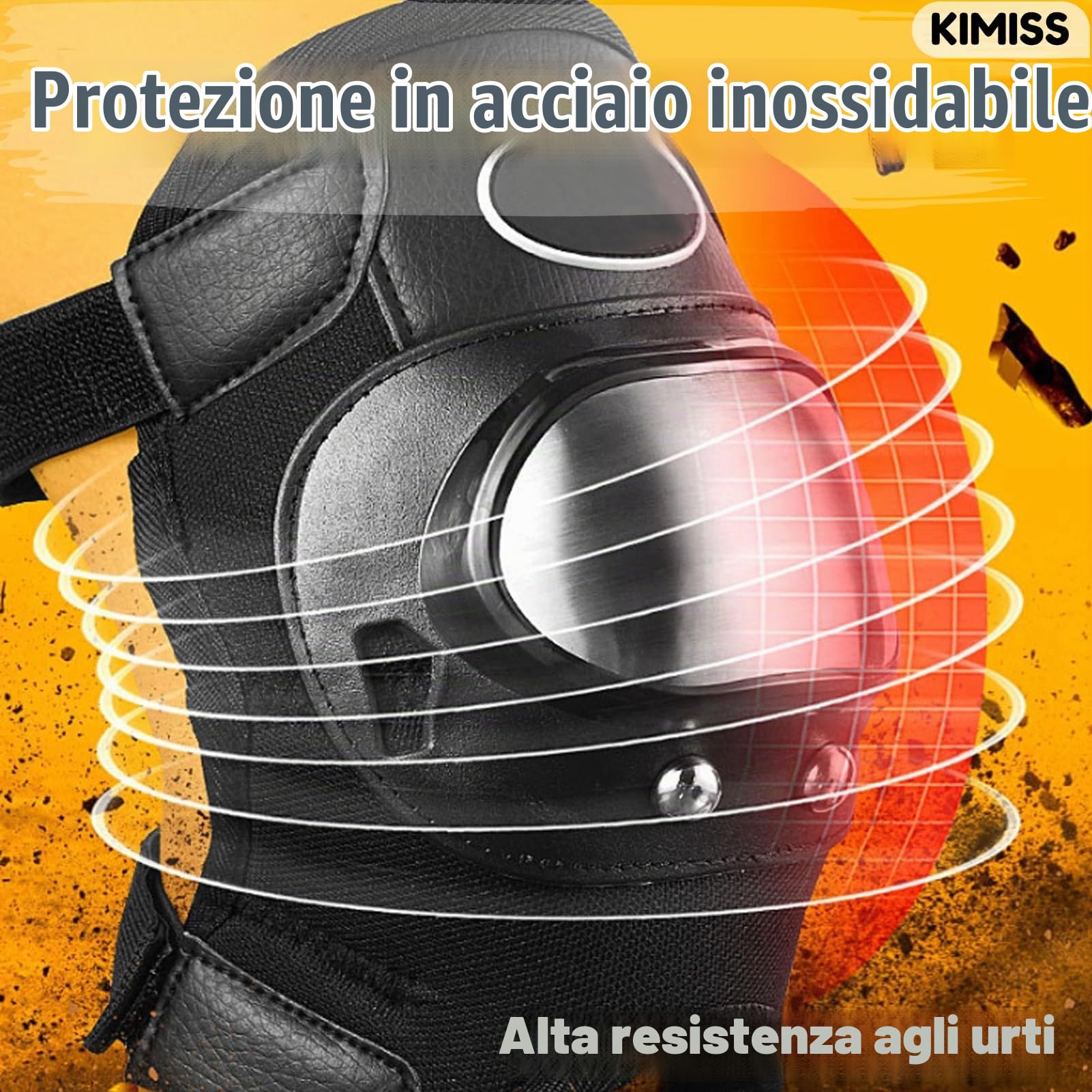 KIMISS 2 pezzi Ginocchiere Motocross Adulti Acciaio Inox - Parastinchi ATV/Moto con Cinghie Regolabili, Leggero & Antiumido (Nero)