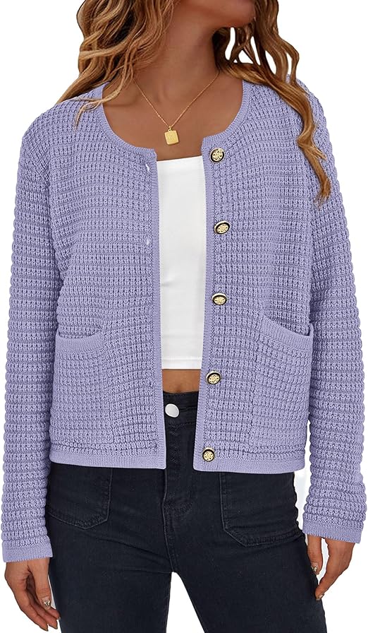 PRETTYGARDEN Women Knit Cardigan Sweaters Fall Fashion Long Sleeve Open Front Button Down Trendy Casual Jacket Winter Clothes