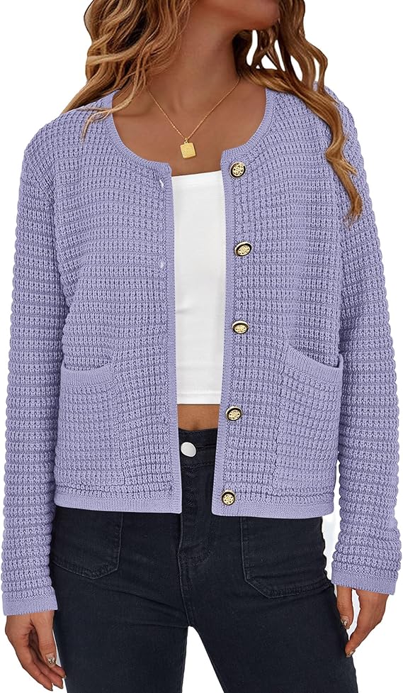 PRETTYGARDEN Women Knit Cardigan Sweaters Fall Fashion Long Sleeve Open Front Button Down Trendy Casual Jacket Winter Clothes