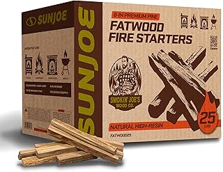 Sun Joe 25-Pound Fatwood Fire Starter Sticks, All-Natural Pine Kindling for Fireplace, Wood Stove, Pit and Grill, Made for Indoor or Outdoor Use