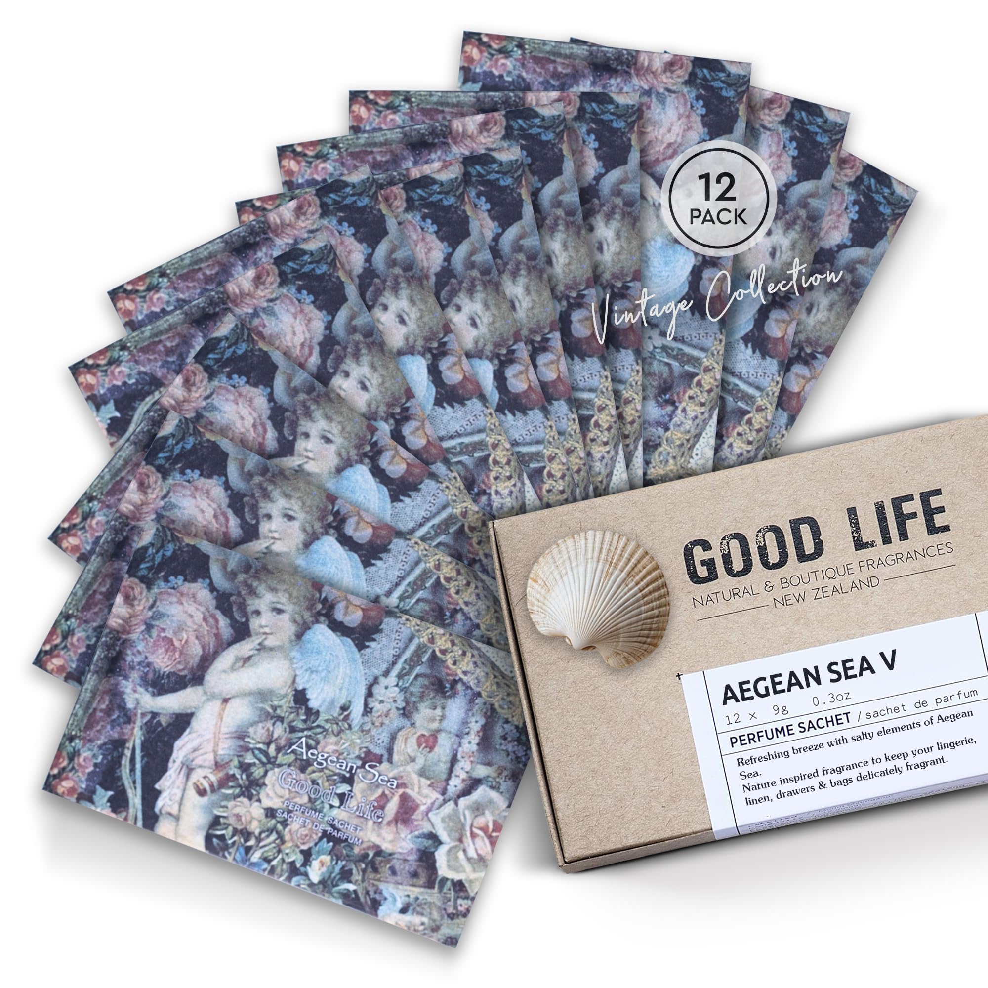 Good Life Aegean Sea Scented Sachets Vintage | Designed In New Zealand | 12 Sachets