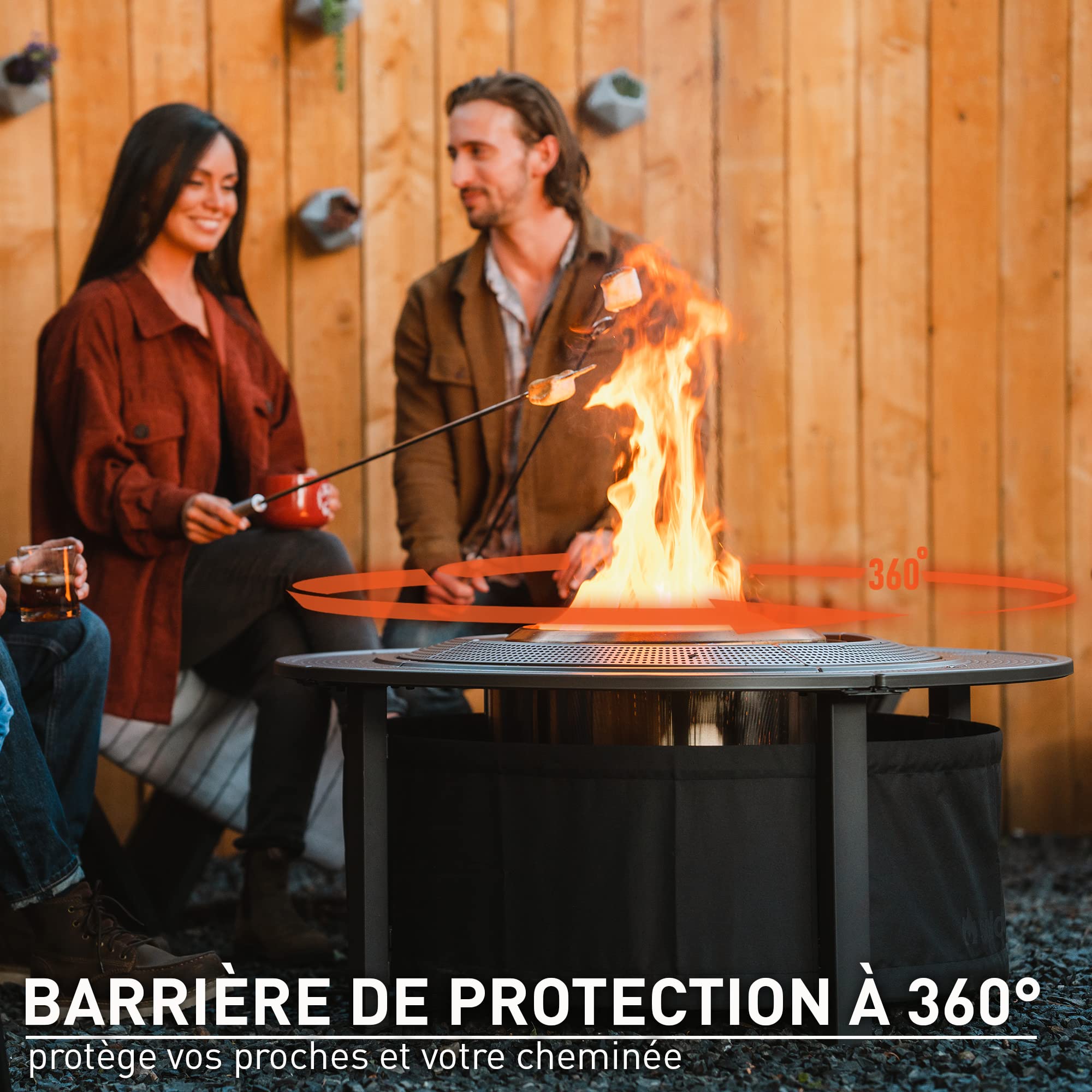 Solo Stove Plateau Surround pour brasero, Grand | Permet de surélever Les braseros à Bois Yukon, Acier thermolaqué/Tissu d'extérieur résistant aux UV, Dimensions (HxDia) : 52 x 133,5 cm, Noir