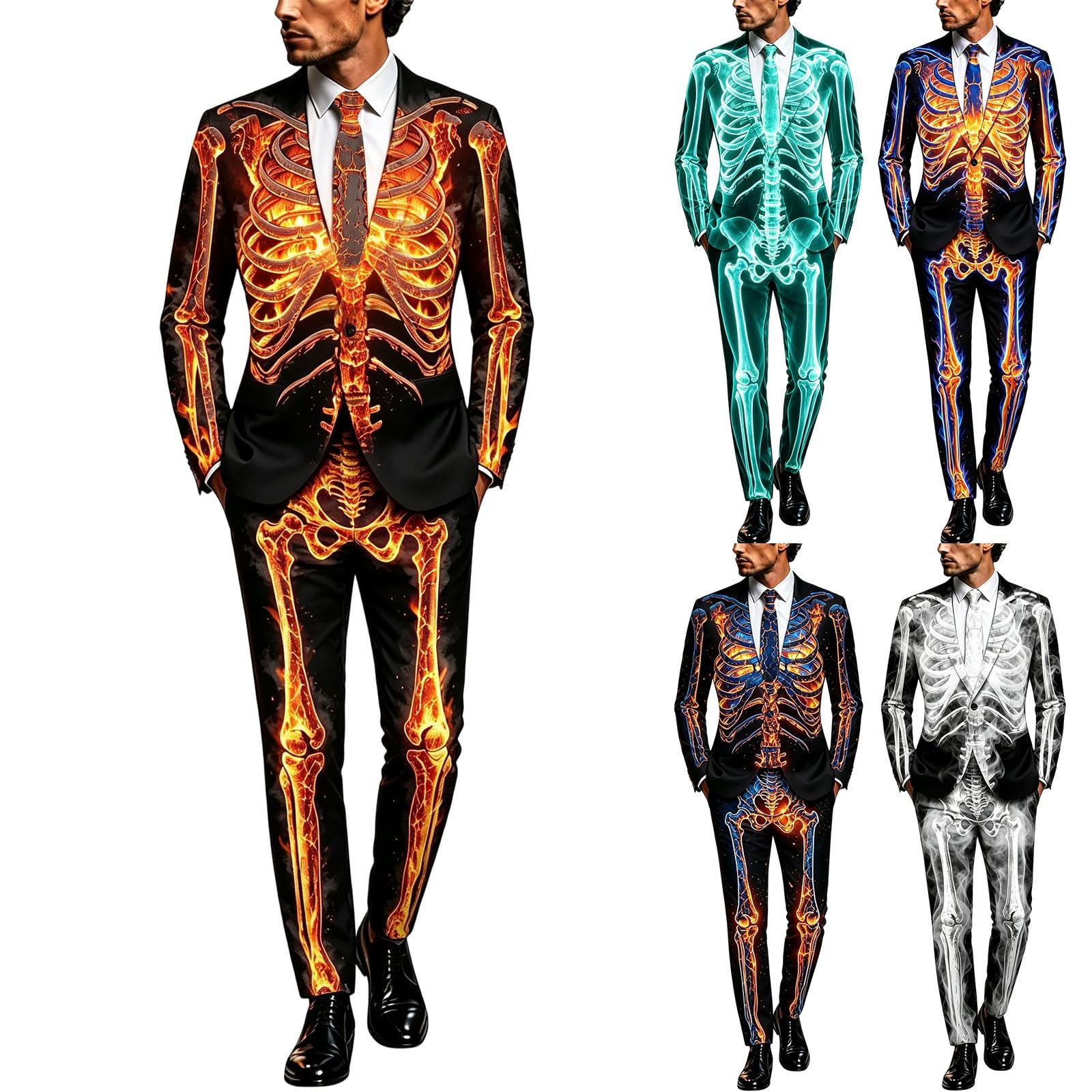 Conjunto de chándal de esqueleto de Halloween para hombre, 2 piezas