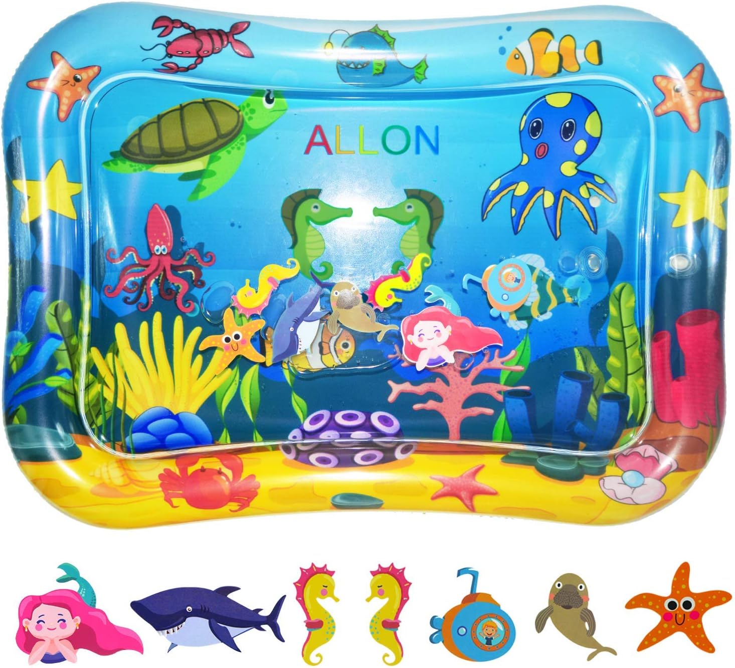 ALLON Tummy Time Baby Water Play Mat, Leakproof Inflatable Play Mats for Infants & Toddlers, Best Activity Centers Baby Sensory Toys for 3 6 9 Months