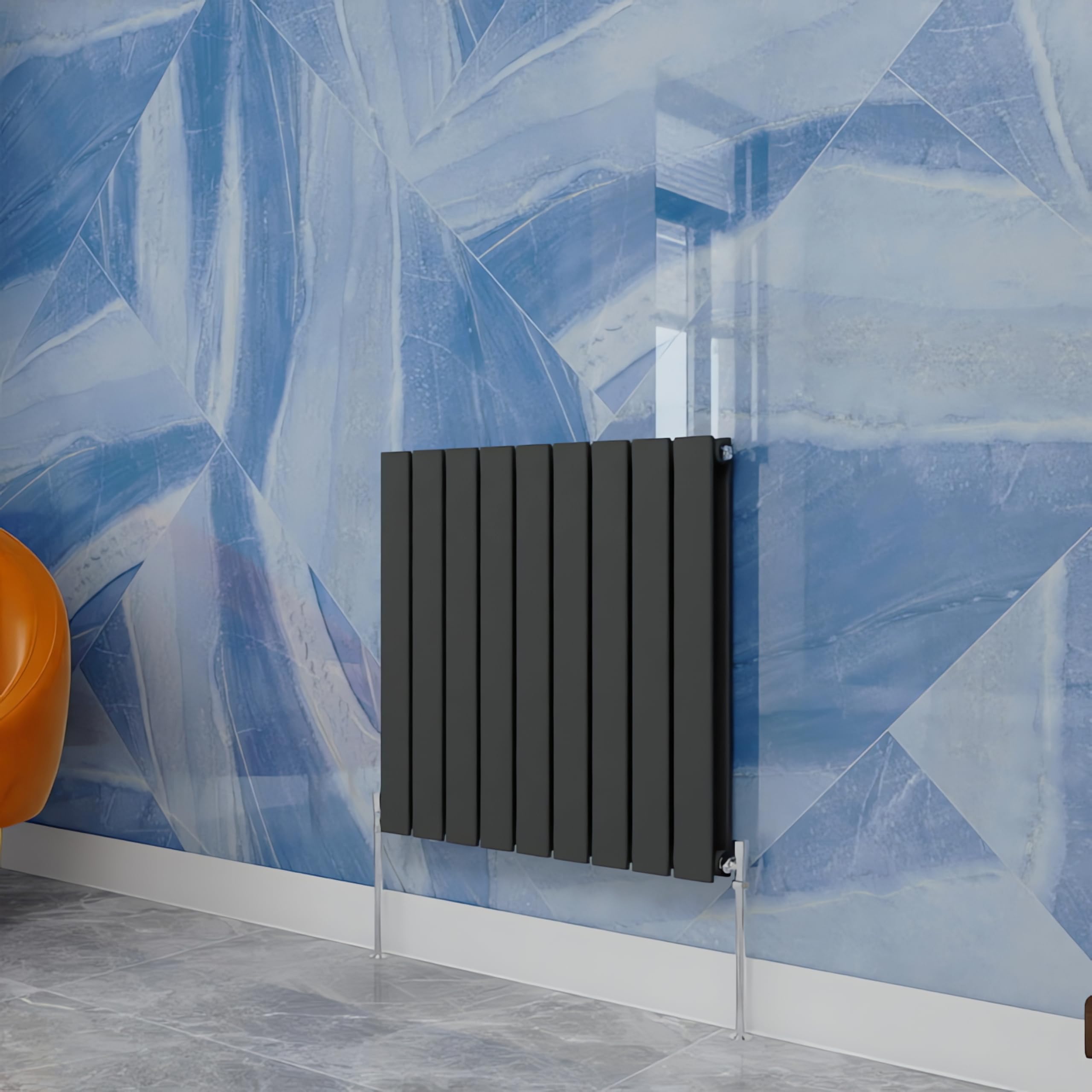 Simple Bathrooms Anthracite Central Heating Radiator,600X612mm Horizontal Flat Double Panel Column Energy-Efficient For Morden Multi-Scene