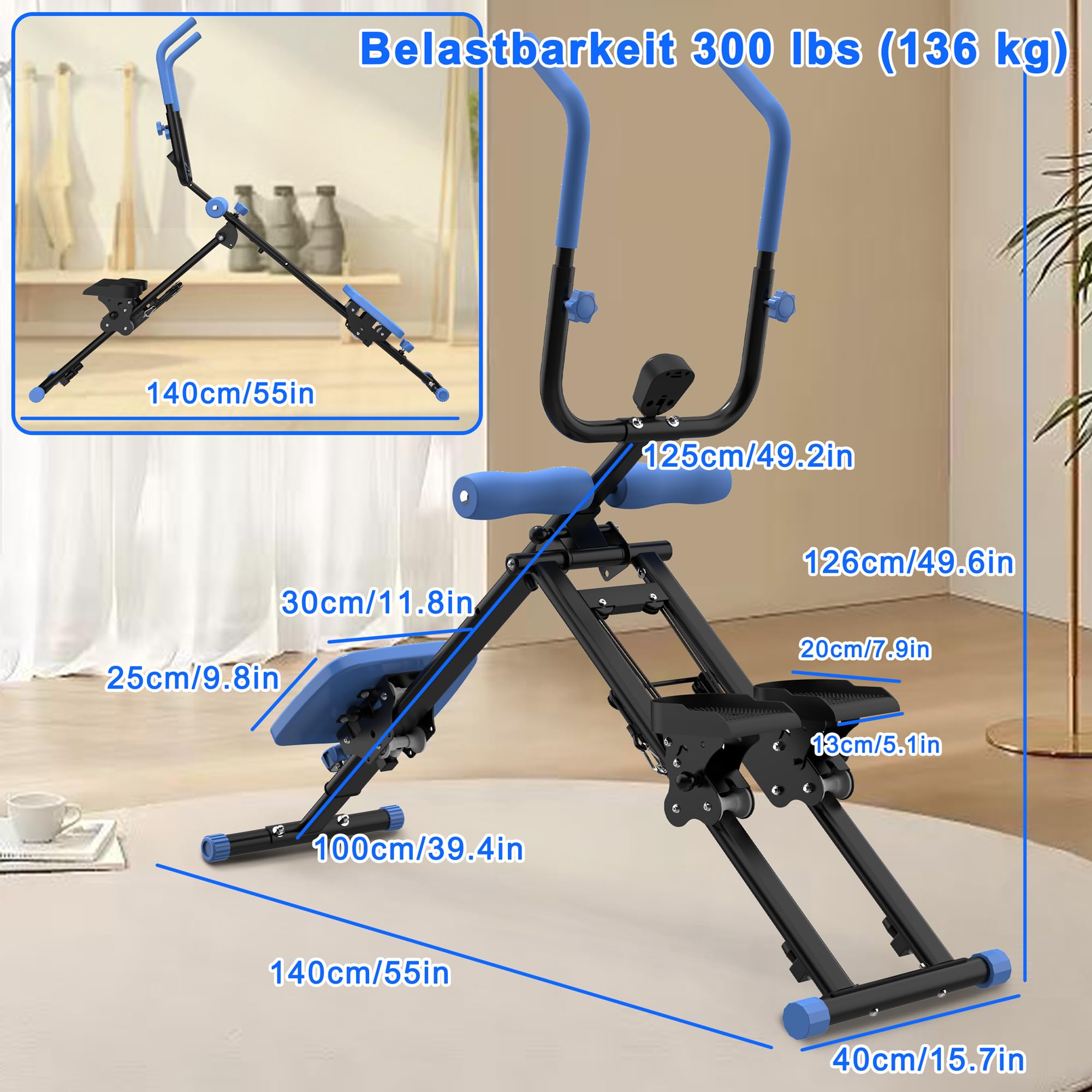 2 en 1 escaleras y abdominales – Máquina plegable multifunción para entrenamiento de cuerpo entero para gimnasio en casa