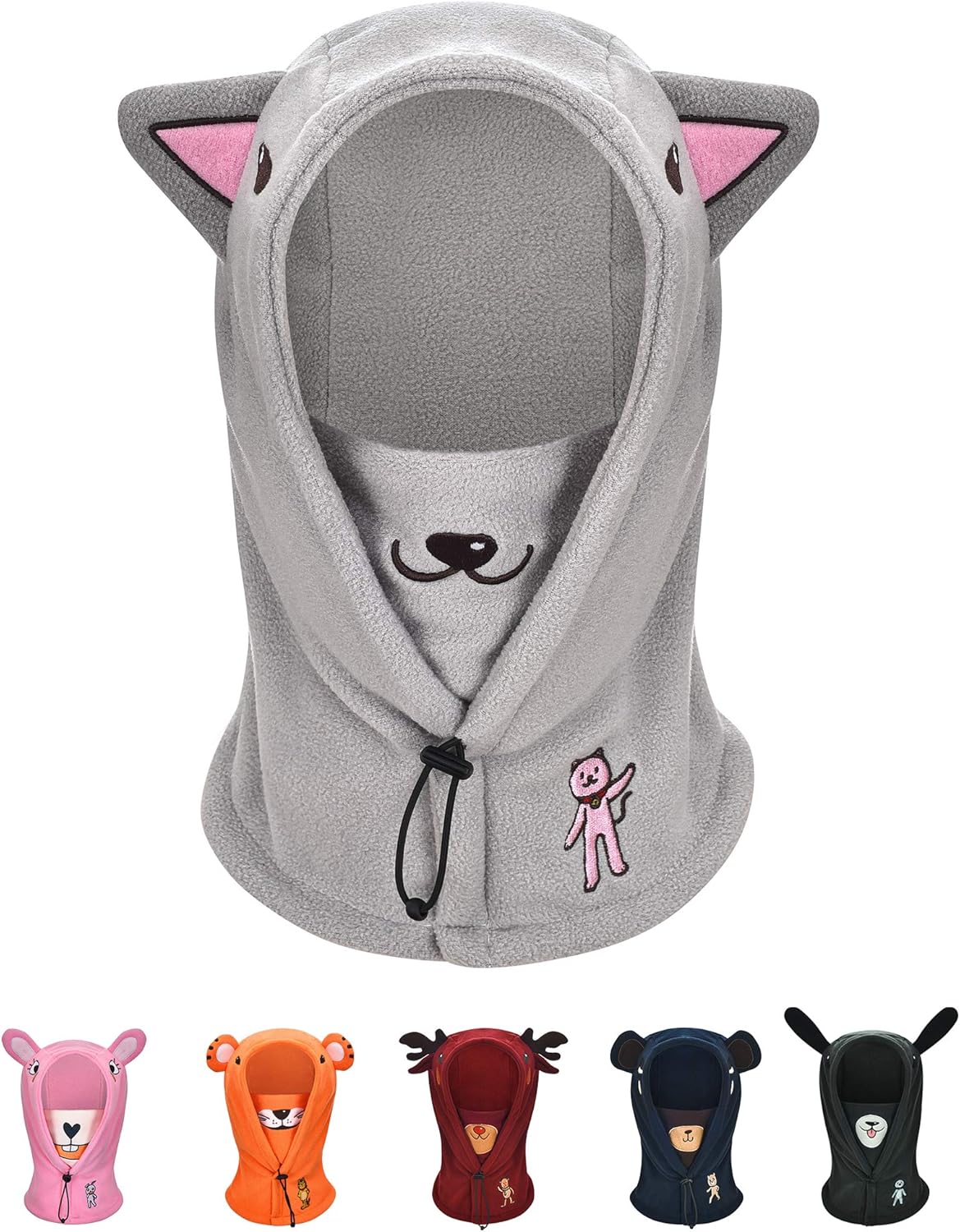 ChinFun Kids Balaclava Windproof Ski Face Mask for Cold Weather Adjustable Ski Hat Warm Thick Fleece Winter Outdoor Cartoon Cat Pink: Clothing, Shoes & Jewelry