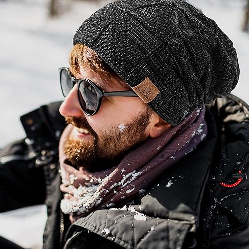 Miniatura 5 de PAGE ONE Gorro holgado de invierno para hombre con forro polar cálido gorro de punto trenzado