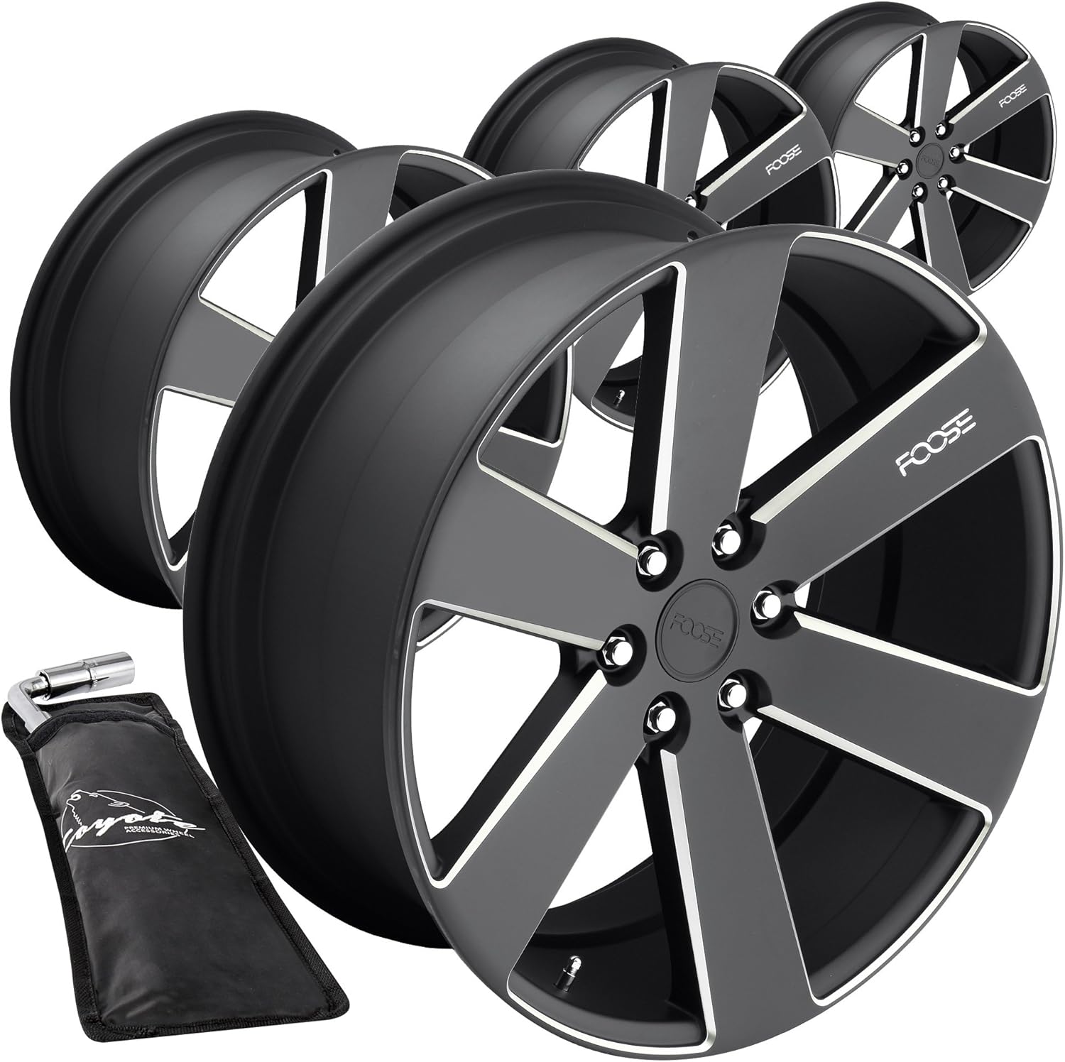 Foose Switch Wheels (Set of 4) Black with Milled Accents