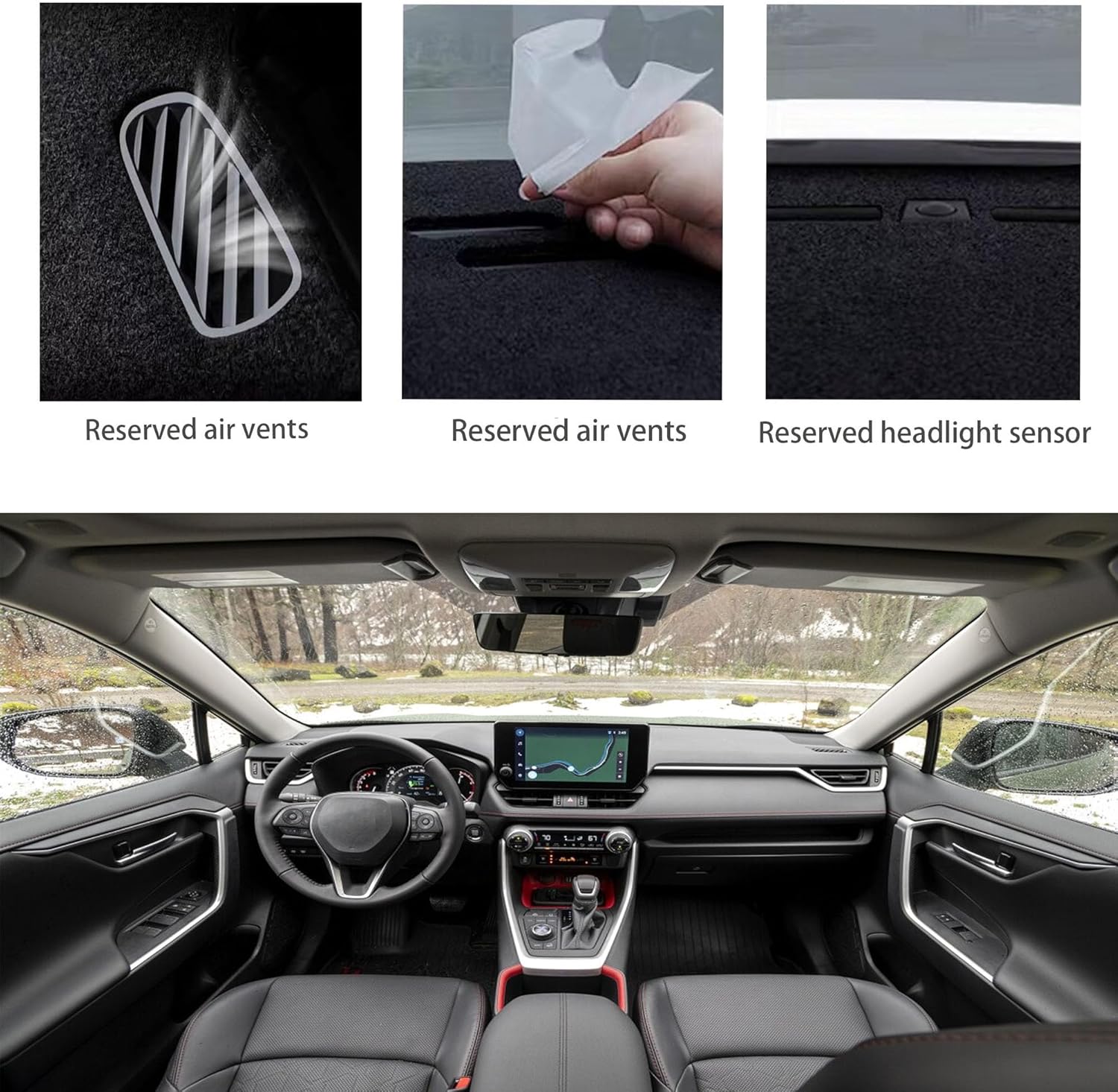 Upgraded Dash Mat for 2020 Toyota RAV4 Polyester Dash Mat Non-Slip Dash Cover Windshield Reflective Interior Accessory Black Dirt-Resistant