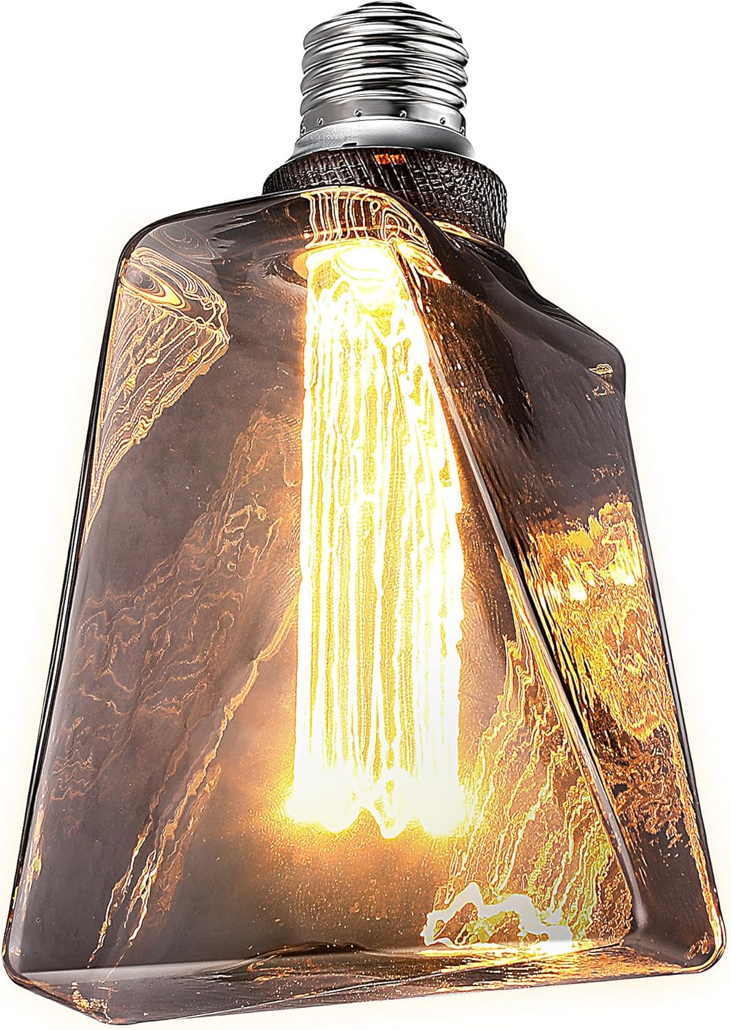 Meonum Decorative Light, Ice Style Shaped E26 LED Bulb, Dimmable 3.5W 2200K Soft Warm Vintage Edison Light, with Virtual Filament Acrylic Inner Pillar (Black, 1 Pack)