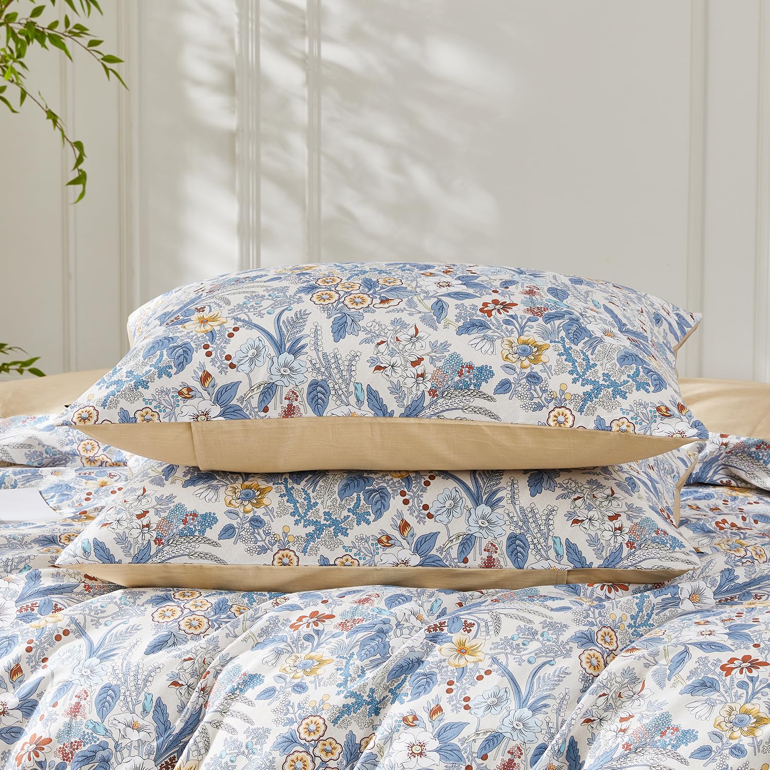 SAPHREAS Boho Duvet Cover 100% Cotton Super King Size, Green Paisley Bedding Set including 8 Corner Ties and 2 Pillow Shams - Image 3