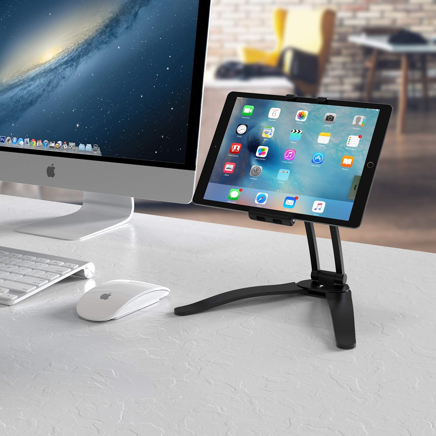 Suреr Dеаl Prоduсt Kitchen Stand for iPad, Stouch Kitchen Desktop Tablet Wall Mount iPad Holder for iPad Air/Mini, iPad 2nd-4th Generation, Kindle Fire, Other 7-10-Inch Screen Tablets Between 4.7-7.5 Inches Wide Black