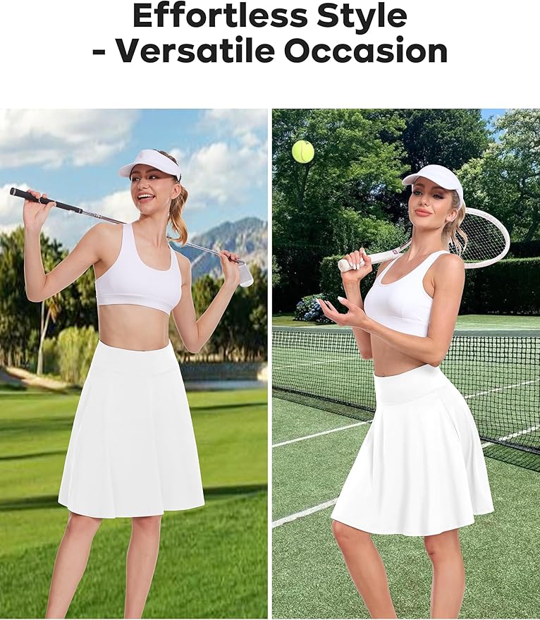 Soneven Broekrok voor dames, knielang, korte tennisrok, wandelrok met binnenbroek, sportrok, tennisrok met zakken en verstelbaar trekkoord, minirok Roze print S