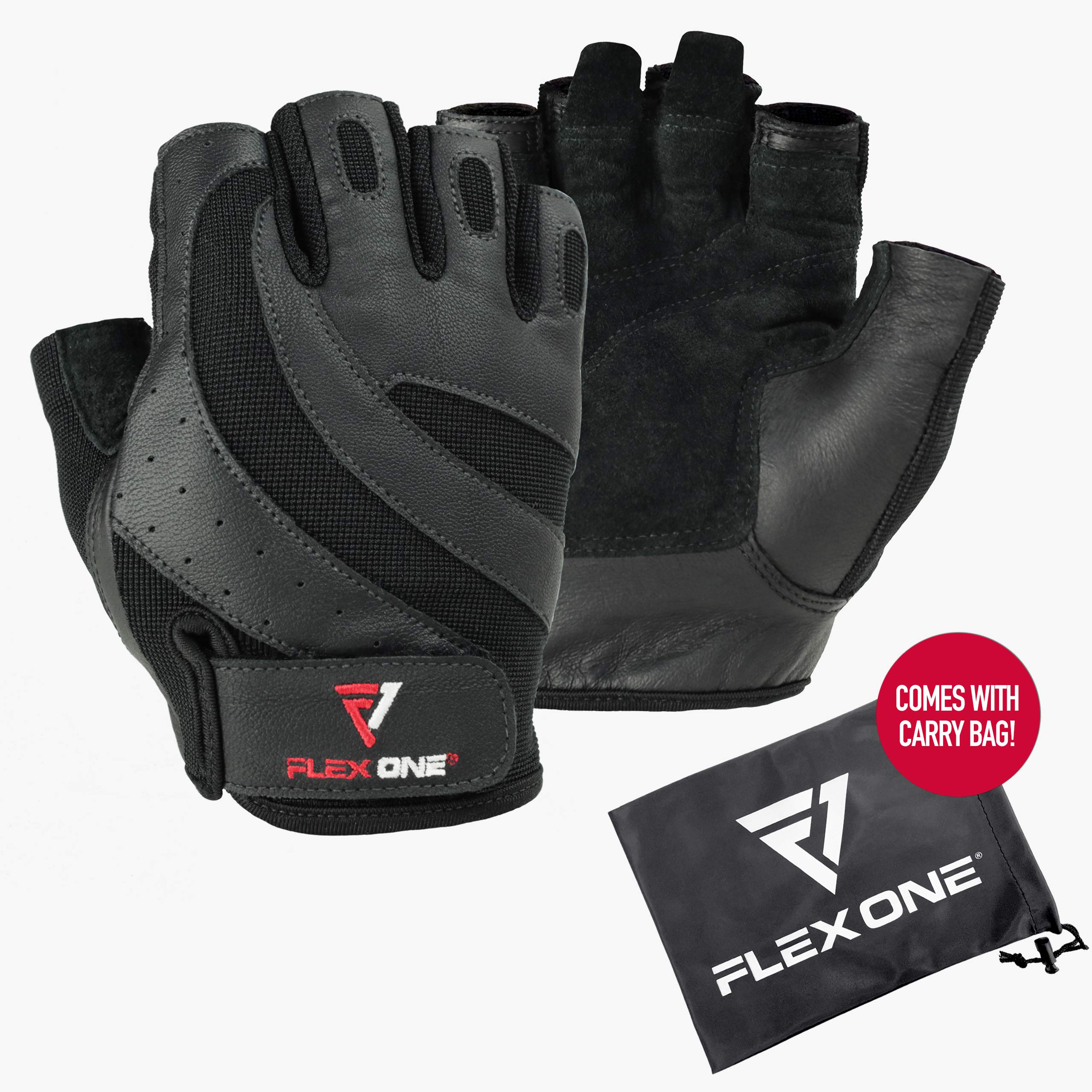 FlexOne Fitness 2019 Premium Gloves (X-Small) with Pull Tabs for Gym Workouts, Crossfit, Weight Training or Cycling with Bag
