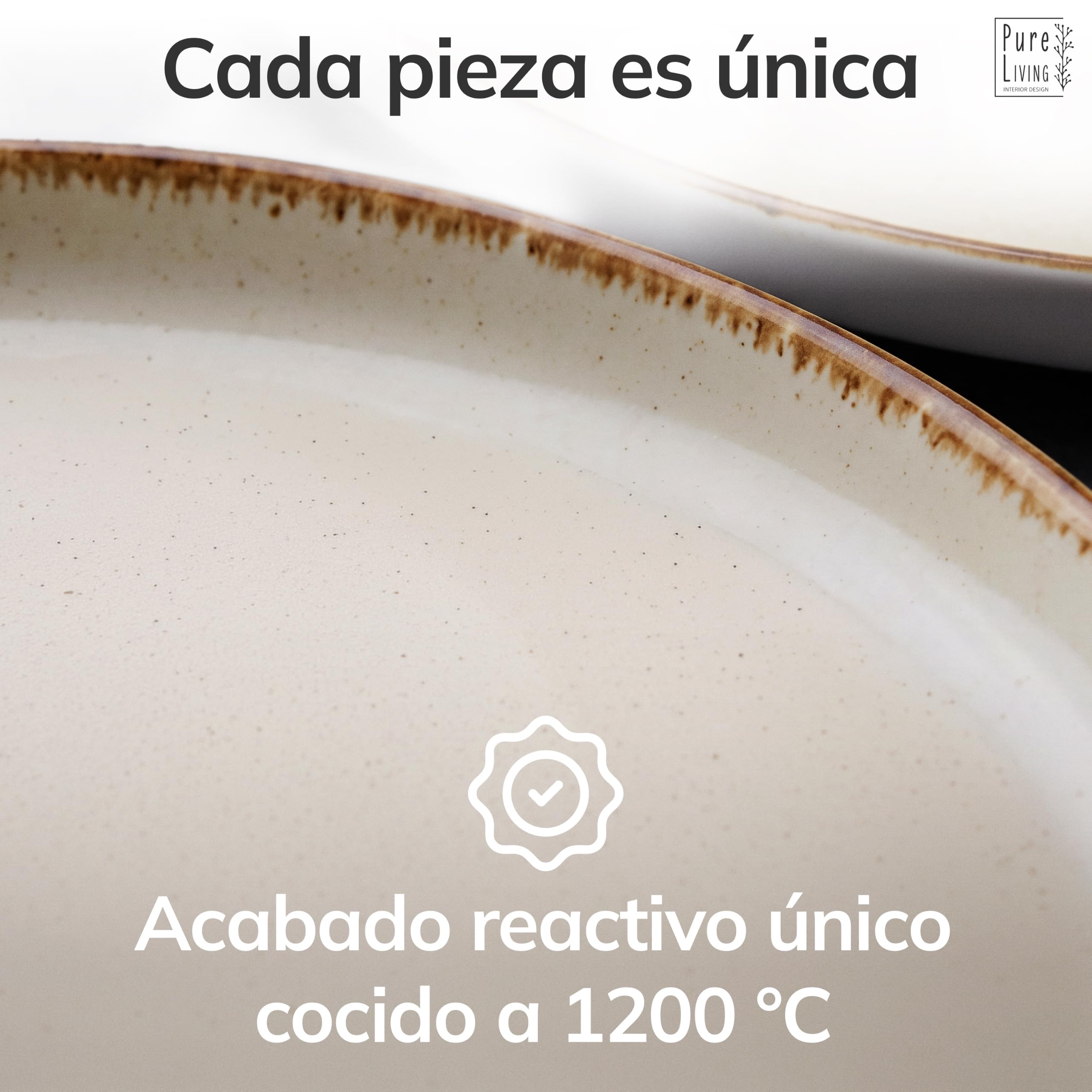 Vajillas para 6 Personas, Set de Steingut Rustic de 24 Piezas - Diseño Rústico y Moderno, Apto para Lavavajillas - Juego de Platos y Cuencos - Vajilla Pure Living en Color beige