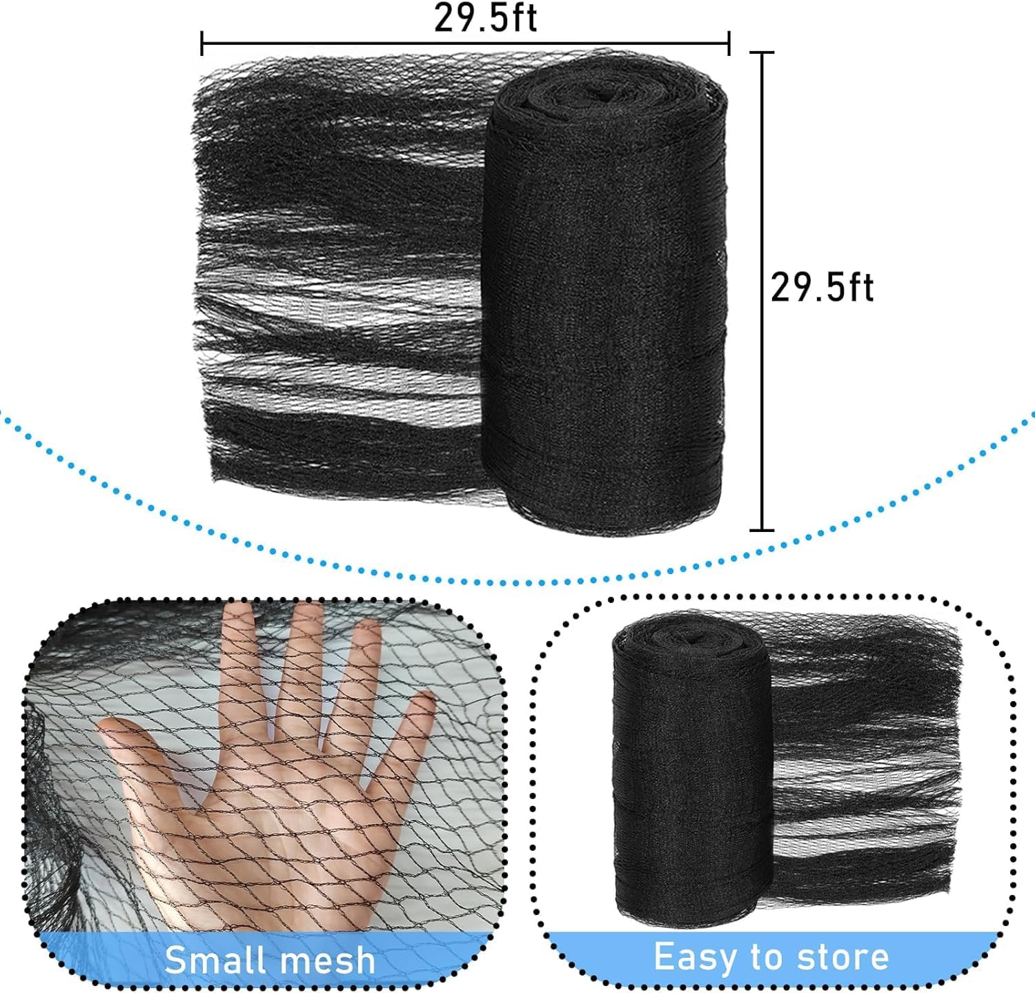 28 Feet Round Leaf Net Cover for Above Ground Pool, Winter Cover Mesh Cover with 20 Pcs Large Metal Clips，Pool Safety Net Fits 28FT Above Ground Pools, Keeps Leaves Out of Your Pool