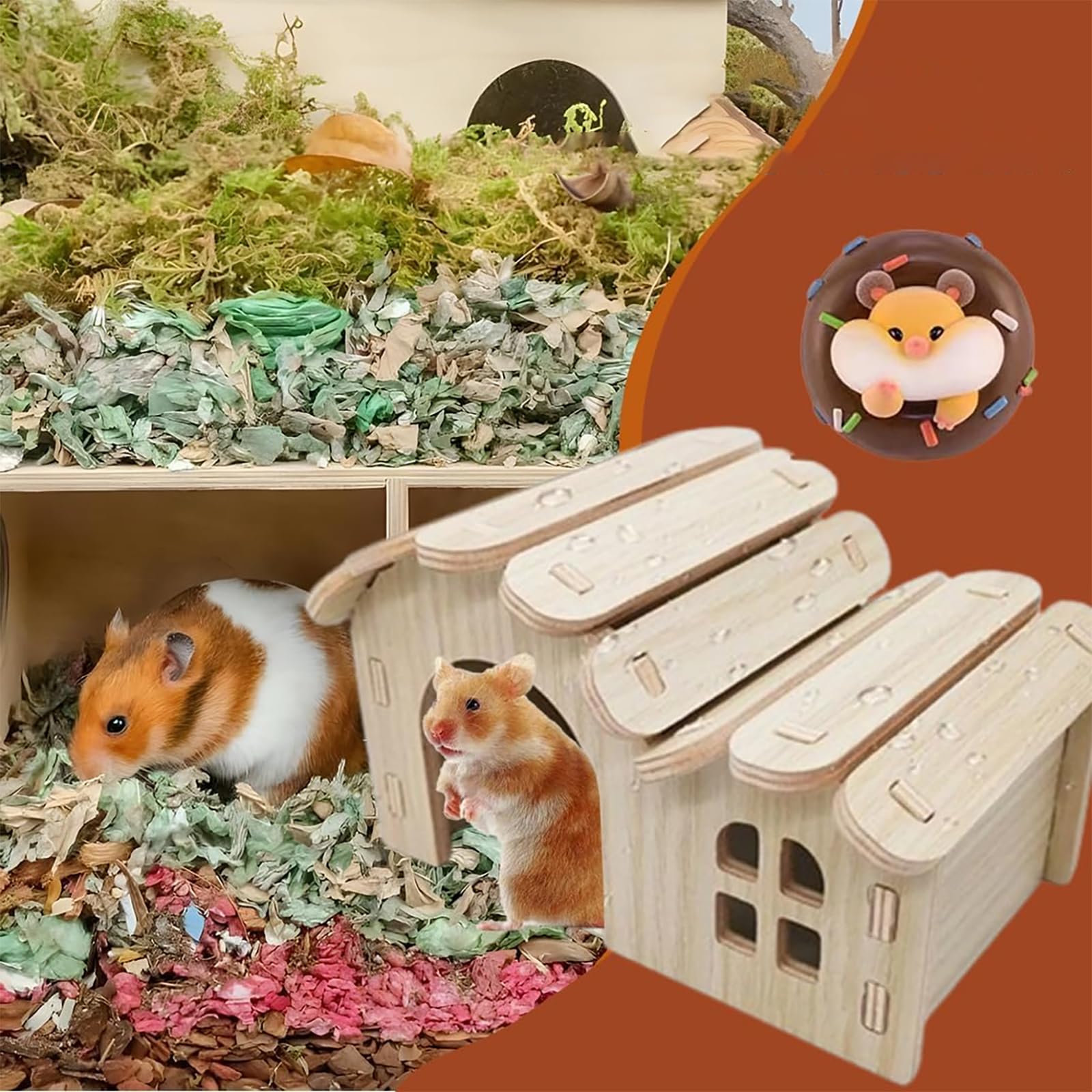 Maison Hamster, Maison pour Hamster en Bois, Maison en Bois pour Petits Animaux, Maison Cochon d'Inde et Hamster, Maison en Bois pour Hamster, Cachette pour Hamsters, pour Dormir et Jouer