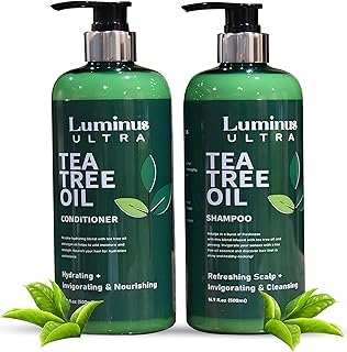 Tea Tree Shampoo and Conditioner Set with Peppermint Oil For Dry, Damaged and Itchy Scalp 16.9 Fl.Oz x 2