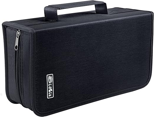 DVD Case, 128 Capacity CD/DVD Case Wallet Binder Storage Holder Booklet for Car Home Office and Travel (White binder, Black)