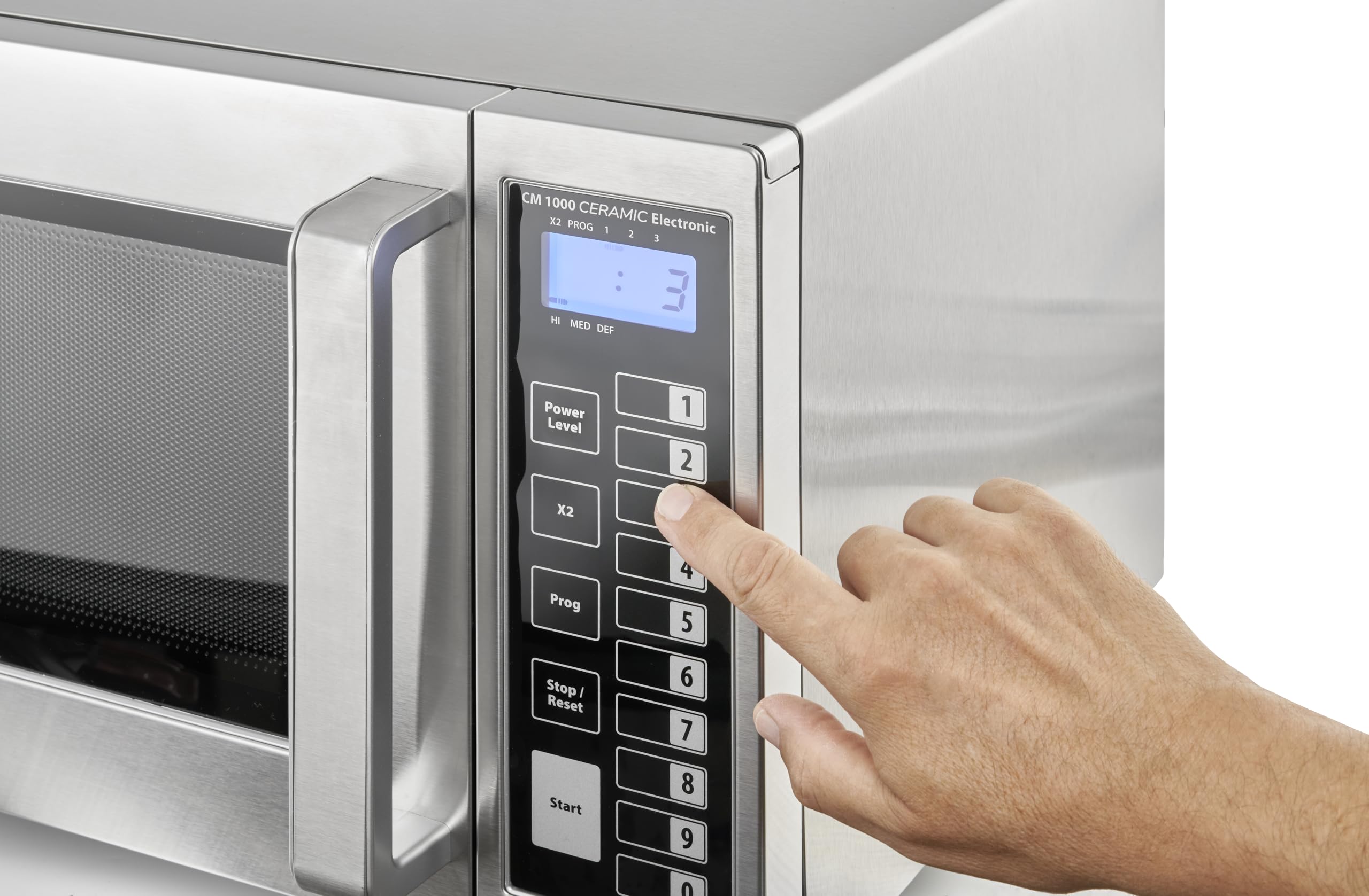 CASO CM1000 Ceramic Electronic - Microonde commerciale per ristorazione, forno a microonde, 1000 Watt, 25 litri, 6 livelli di potenza, fondo Casotek, timer fino a 60 minuti