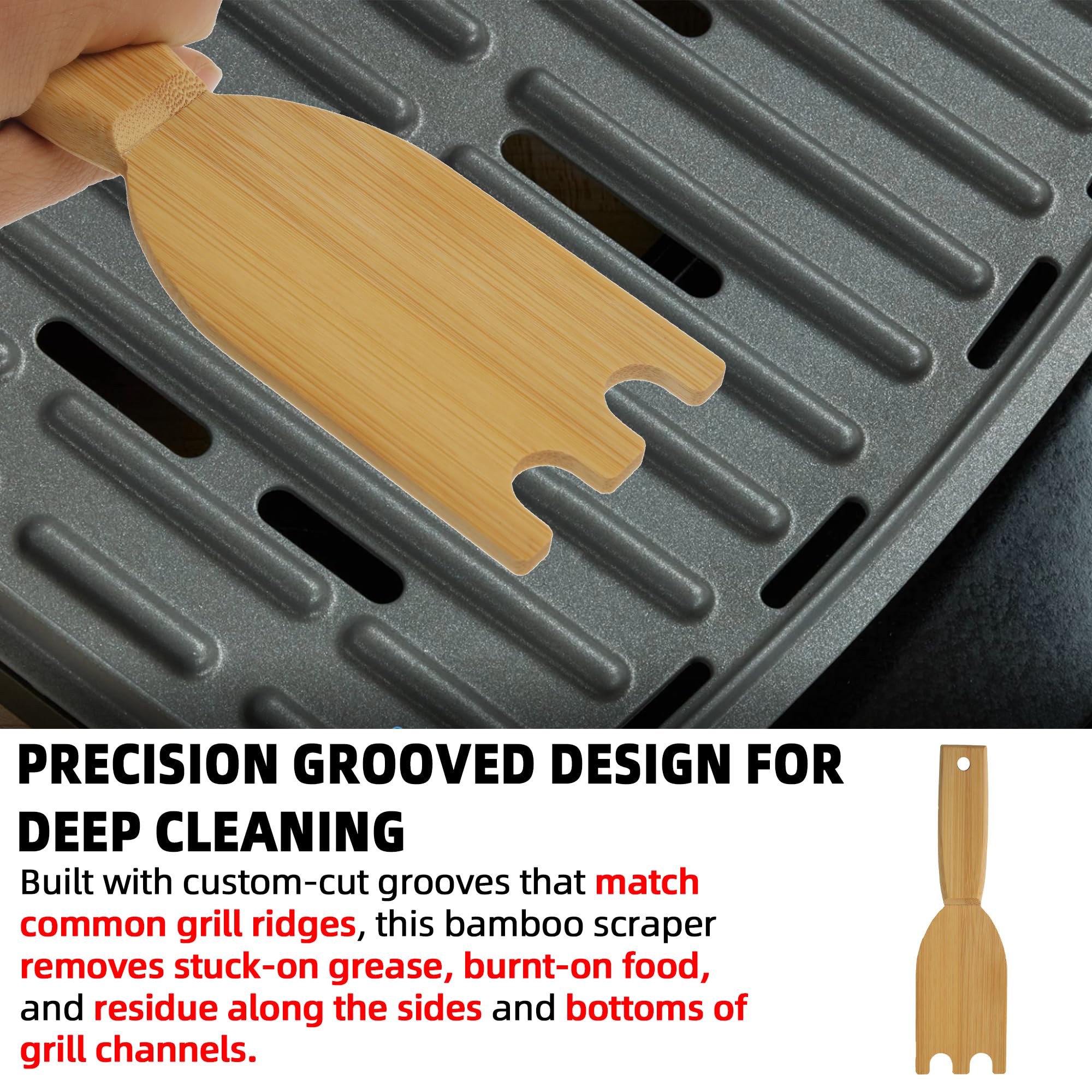 Bamboo Grill Scraper - Clean George Foreman & More -3