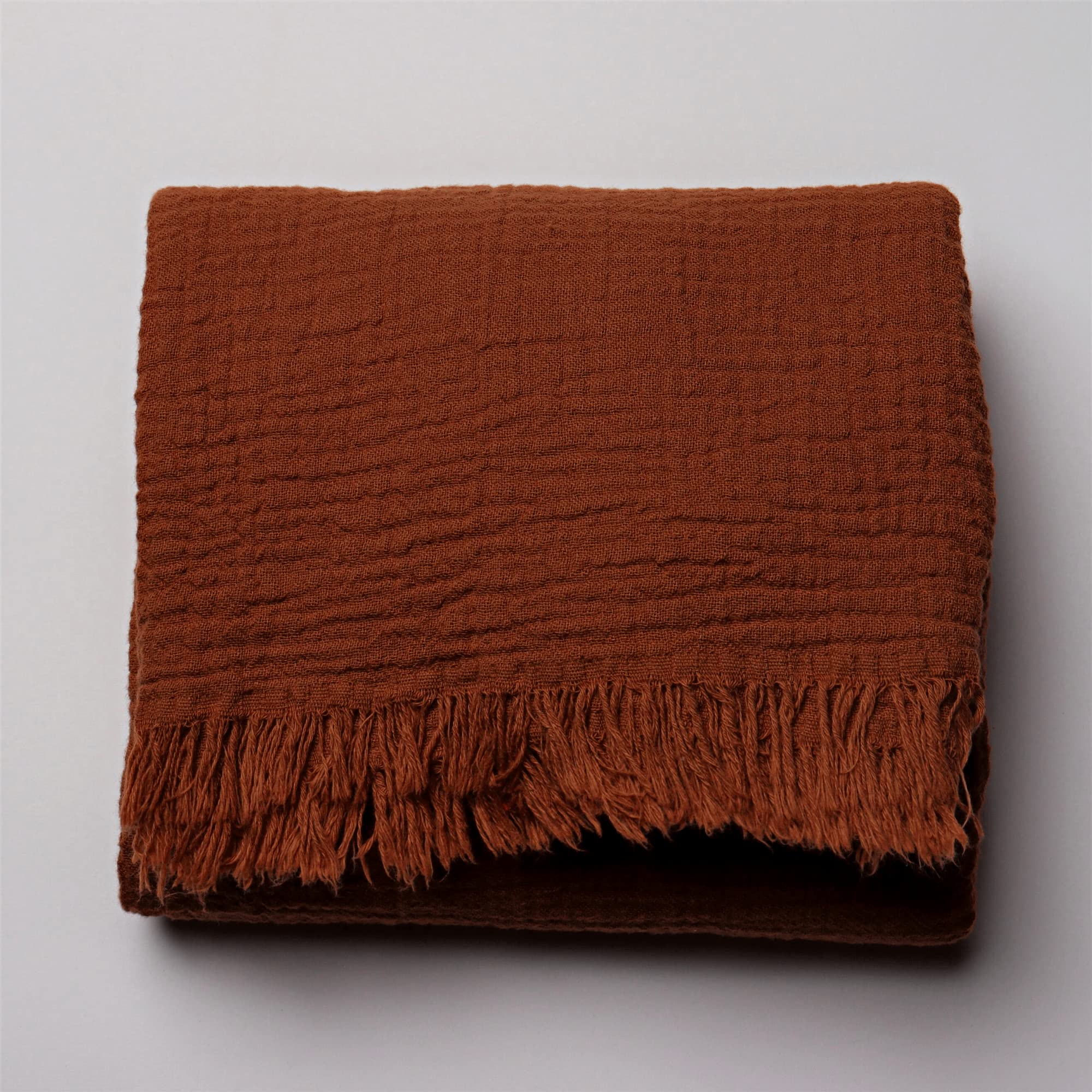 PÜSKÜL - Musselin Handtuch für Erwachsene, extra weiches 100% türkische Baumwolle Musselin Handtücher, Musselin Handtuch für Strand, leichtes Badetuch Musselin (Rost, 1)