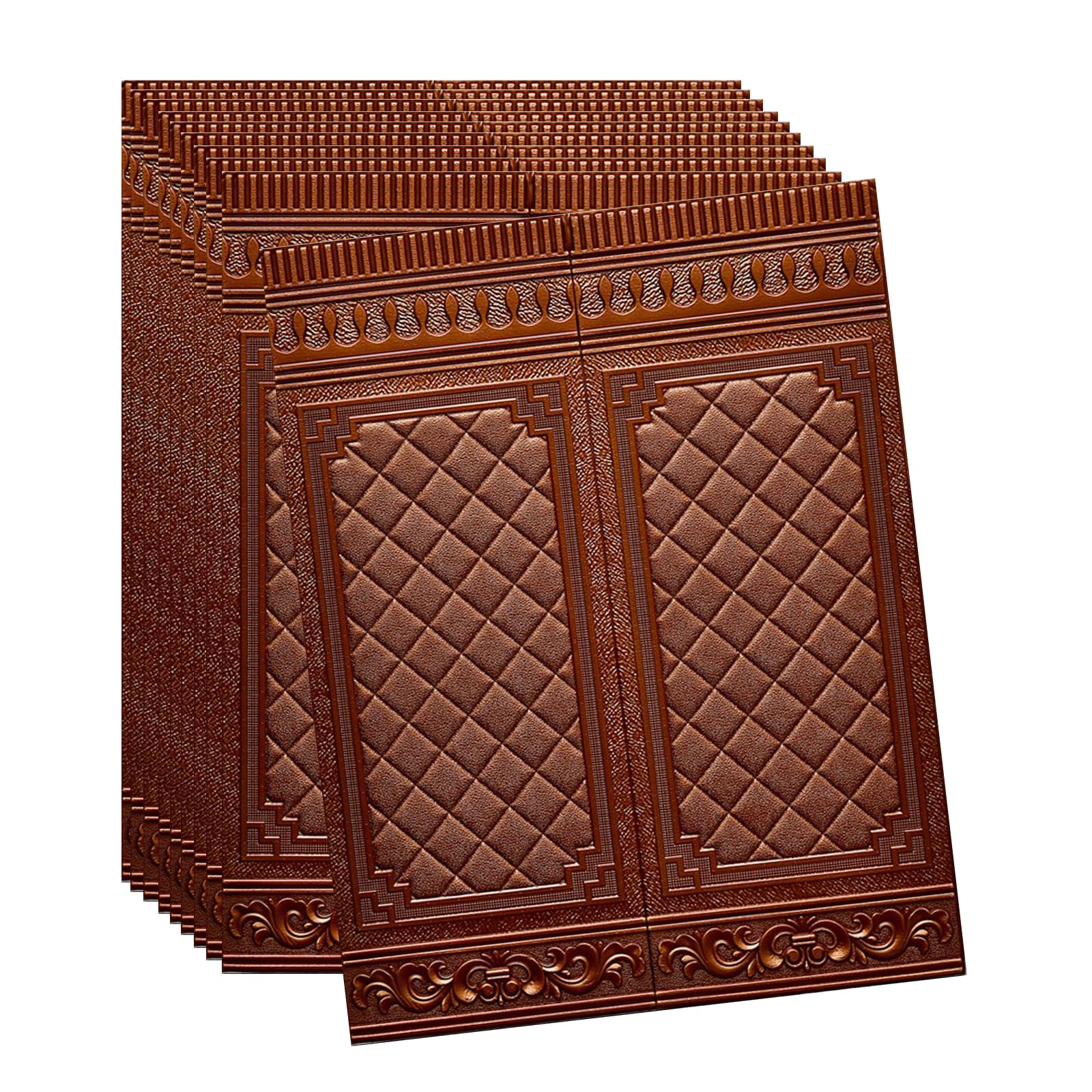 Papier peint mousse 3D marron auto-adhésif 10 pcs de 6.3m² pour rénovation murale
