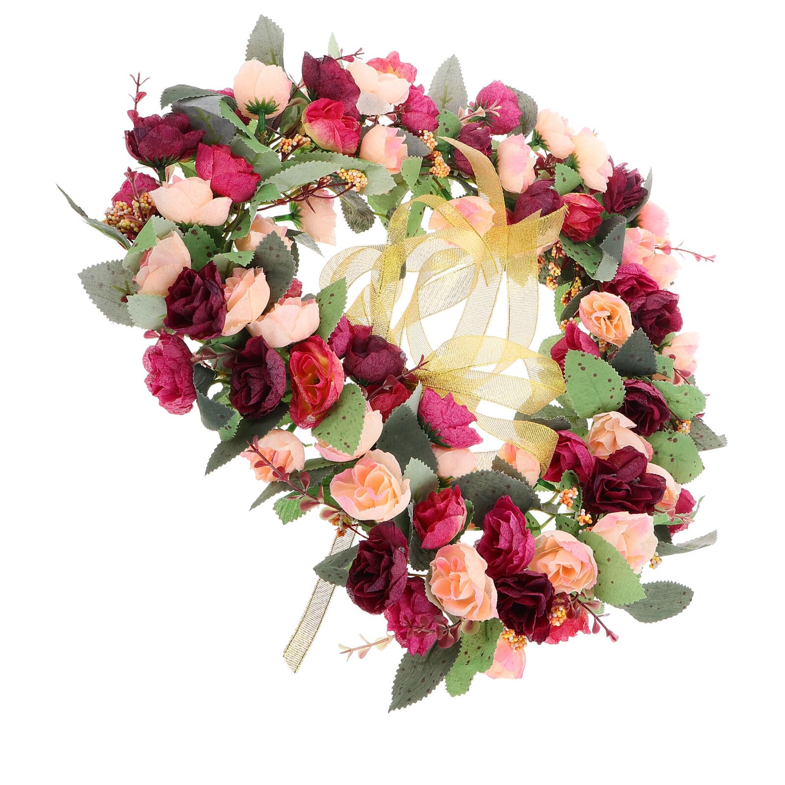 Couronne de fleurs artificielles de cœur déco rouge intérieur sans entretien