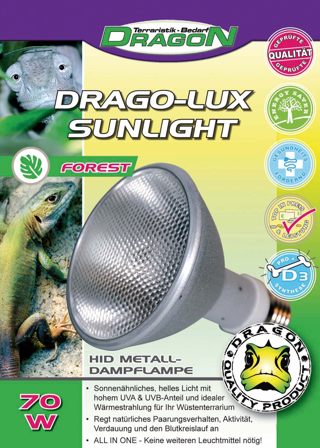 Dragon DRAGO-LUX Sunlight FOREST 70w - Metalldampflampe für E27 Fassung mit UVA und UVB Strahlung