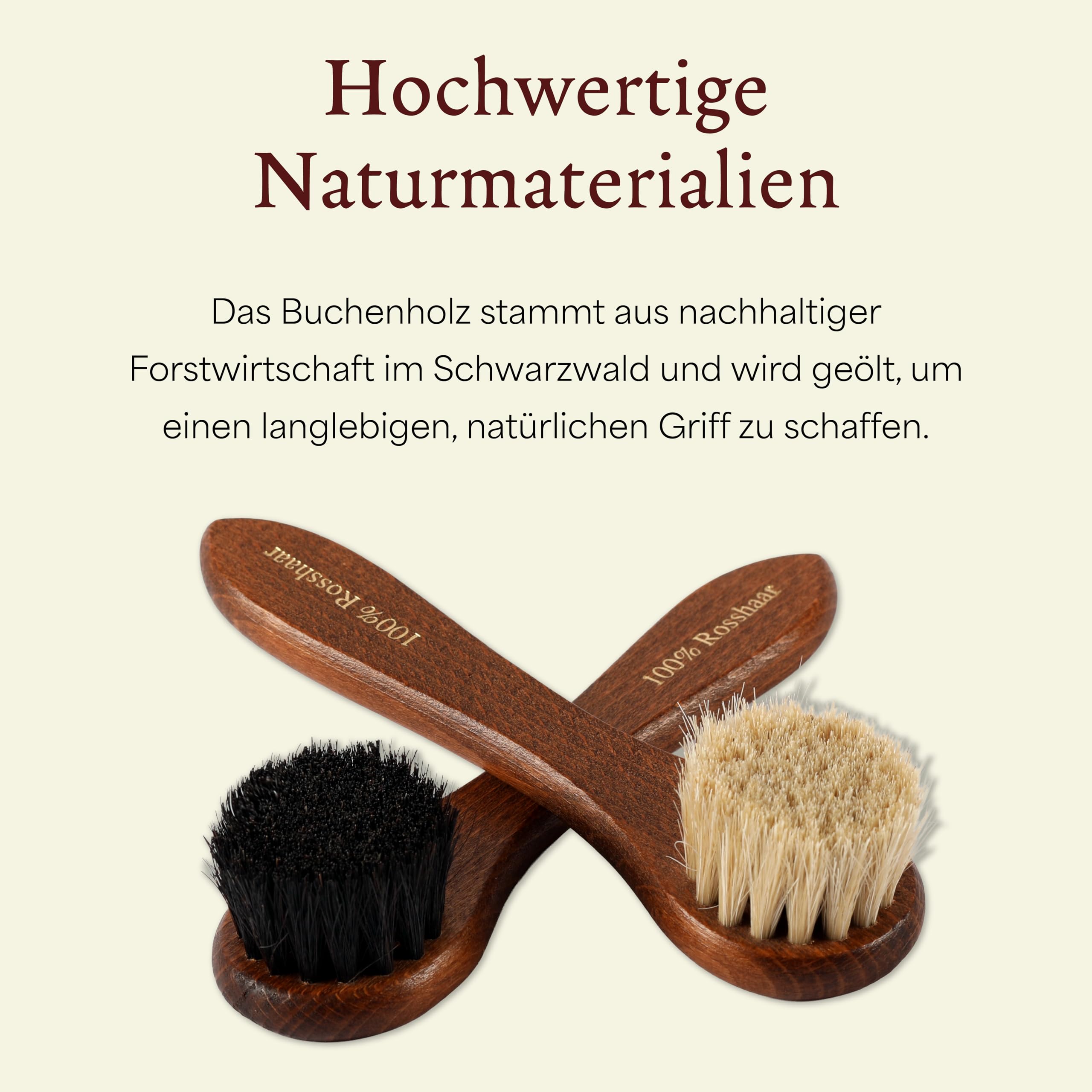 Langer & Messmer Cremebürste aus feinem Rosshaar zum Auftragen von Schuhcreme und Schuhwachs - Die Auftragsbürste für die professionelle Schuhpflege - Einzeln oder im 2er Set