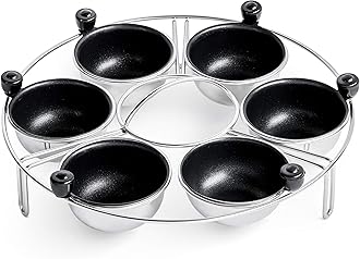 Eggssentials Egg Poacher | Stainless Steel Egg Rack | 6 Poached Egg Maker Cups PFOA Free Nonstick | 9 inch Diameter Egg Steamer Rack Fits Many Sized Pans Skillets …