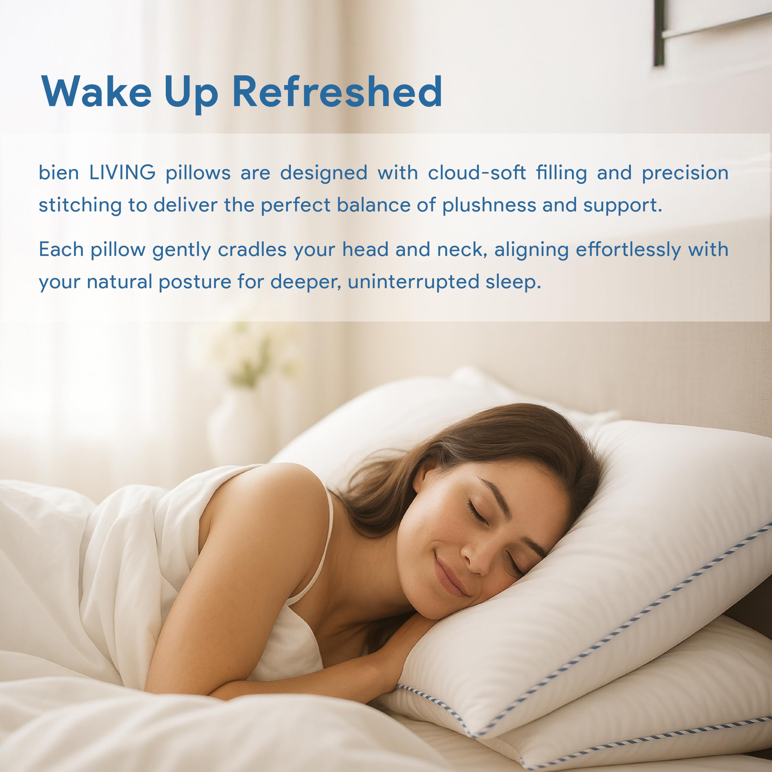 bien LIVING Softmax Pillow Duo - White, Pack of 2 -6