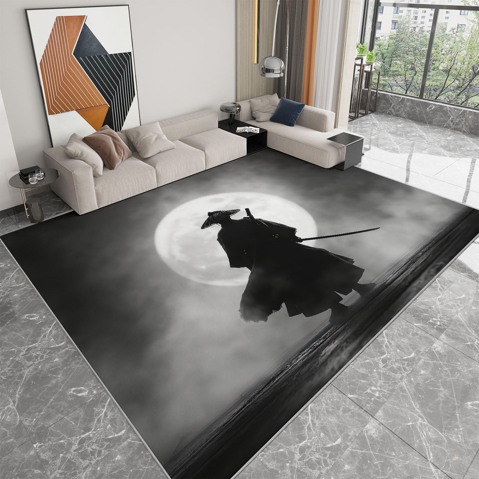 Tapis salon moderne 60x120 lavable antidérapant chambre cuisine gris