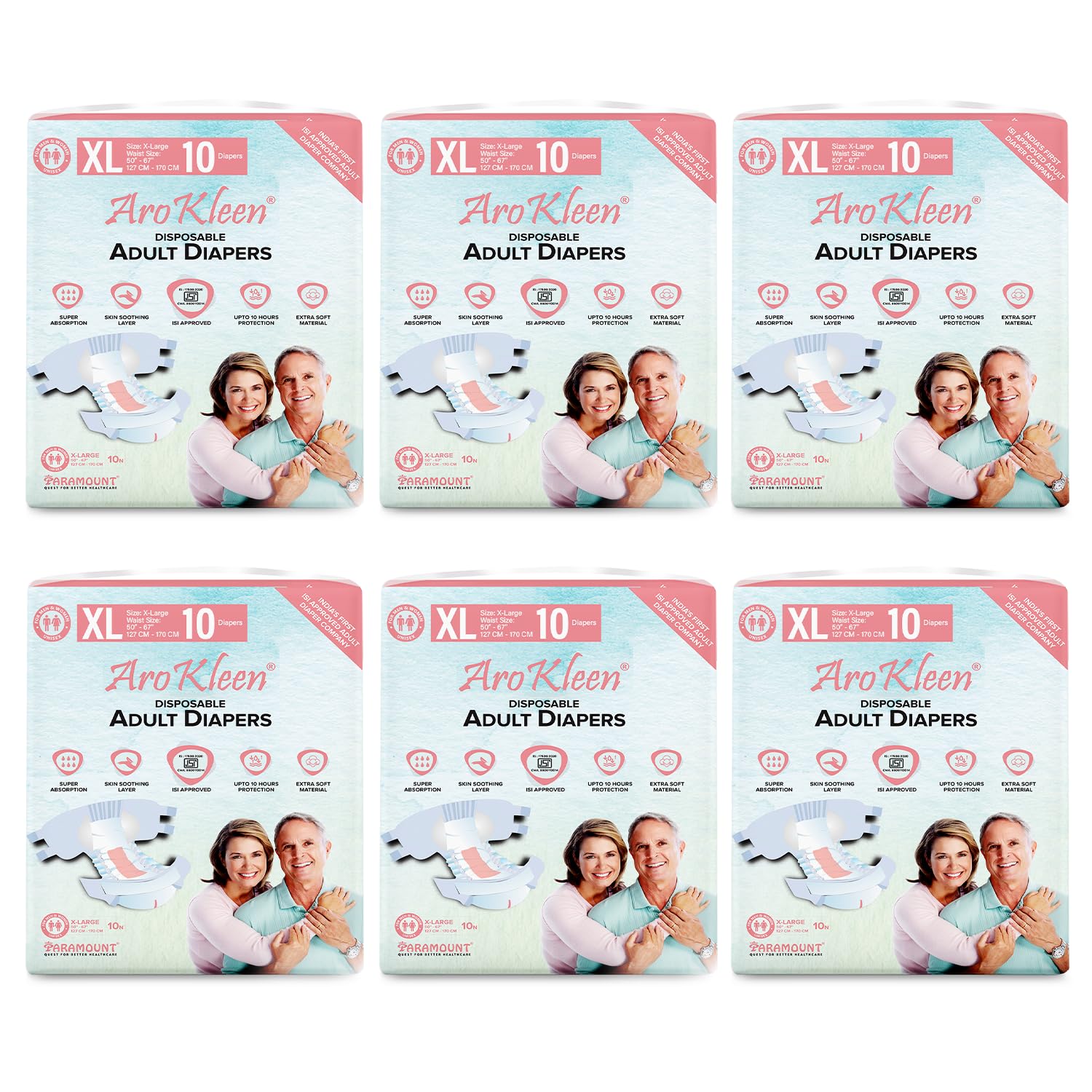 AroKleen (ISI CERTIFIED) Adult Diapers Tape Style | Extra Large (XL) Size, 60 Count, Waist Size (127-170cm | 50"-67" inches), Unisex, High Absorbency, Leak Proof, Overnight Protection, Odour lock, Anti-Bacterial Absorbent Core-Pack of 6 (B09PLC4X7R) Amazon Price History, Amazon Price Tracker