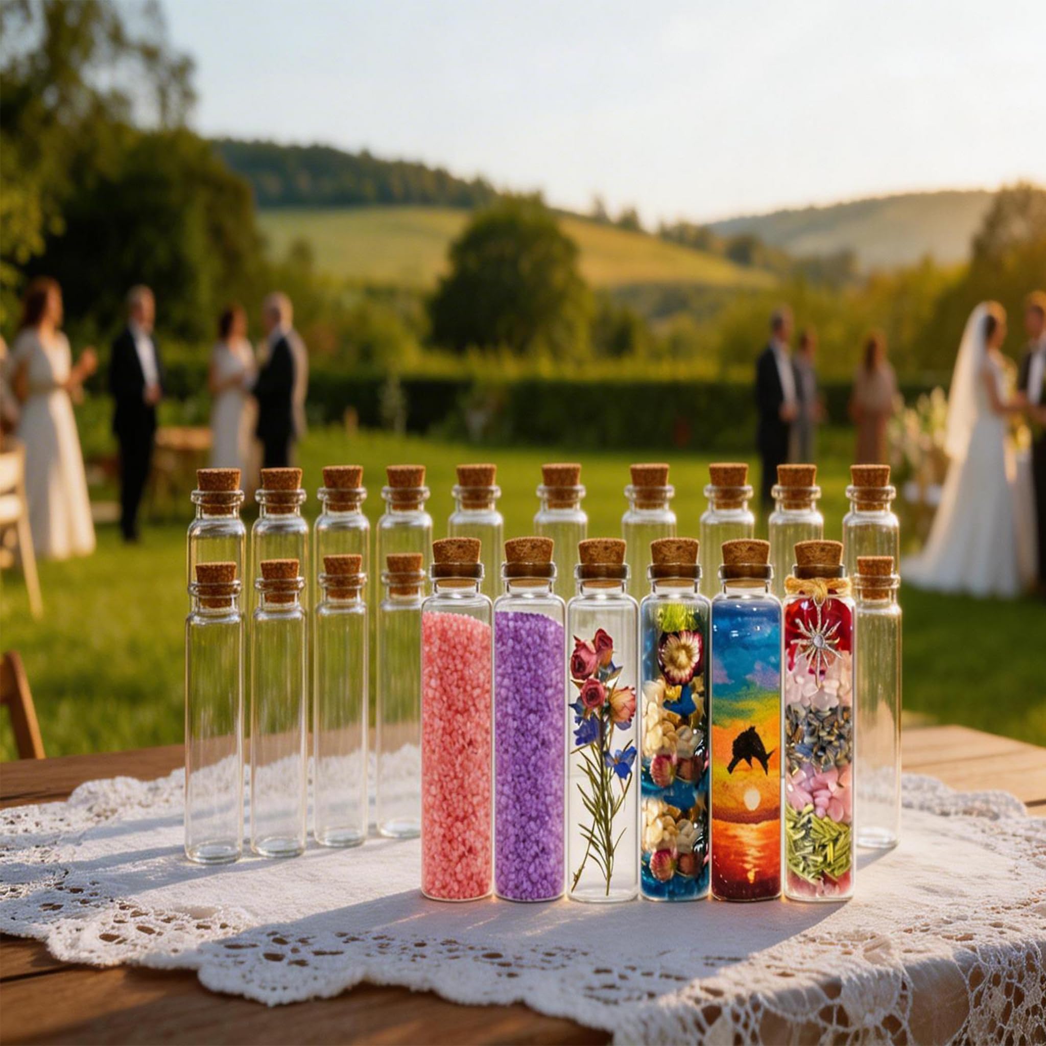 20 Pezzi Piccoli Barattoli con Tappi da 50ml, Mini Bottiglie di Vetro con Etichette e Fili di Carta Kraft per Il Messaggio in Una Bottiglia, Decorazioni per Il Matrimonio, Regali, Battesimo