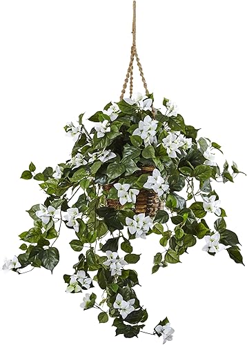 Nearly Natural Cesta colgante de buganvillas