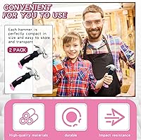 Vista 4 de 2 martillos pequeños de 8.8 onzas, martillo de garra multiusos, mini martillo rechoncho de uñas con mango de goma suave, herramientas de campamento